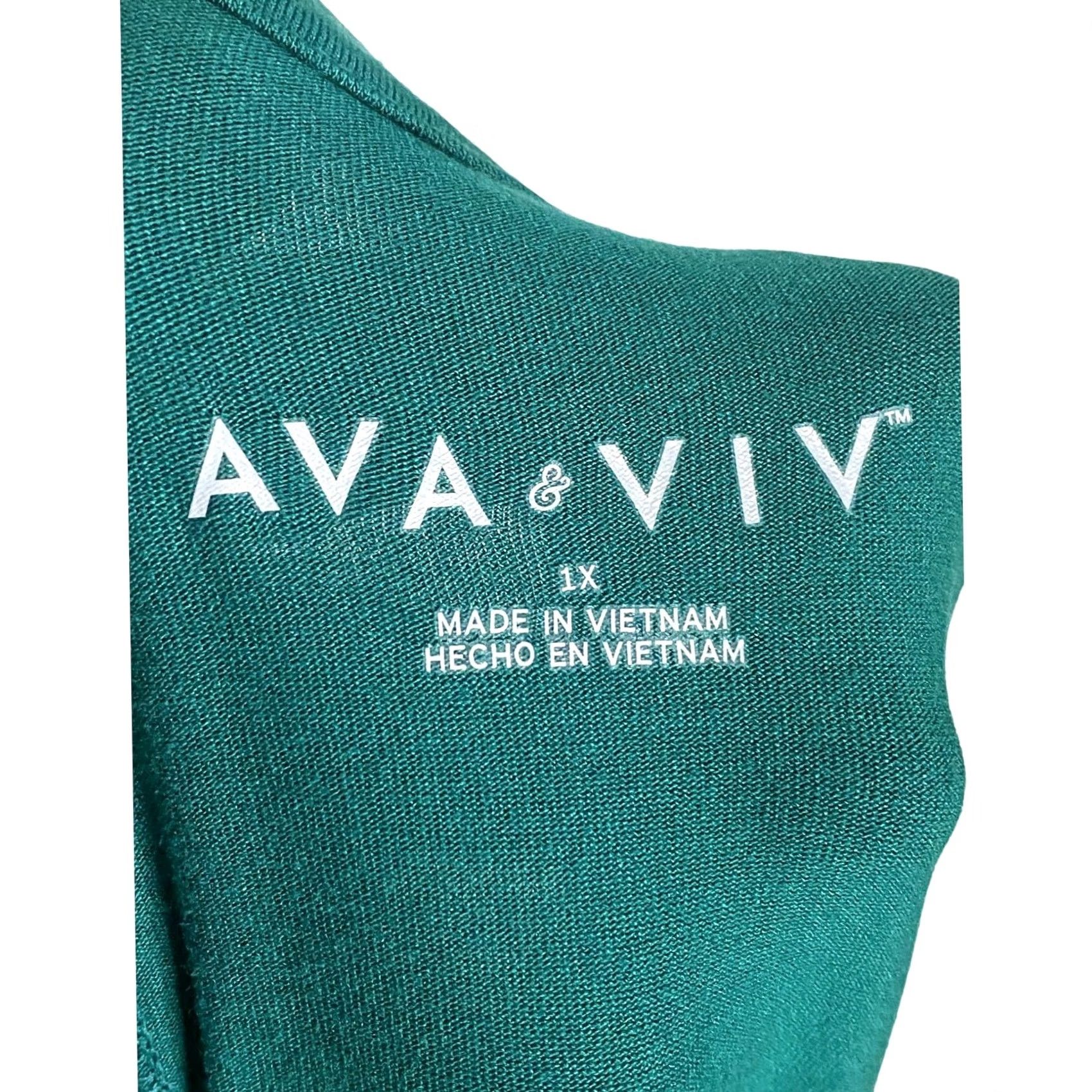 Vintage Ava & Viv Green Tunic Top Side Knot Plus 1X Blouse Lagenlook Flowy NWT Career Work Casual Womens Size XL / US 12-14 / IT 48-50 - 5 Thumbnail