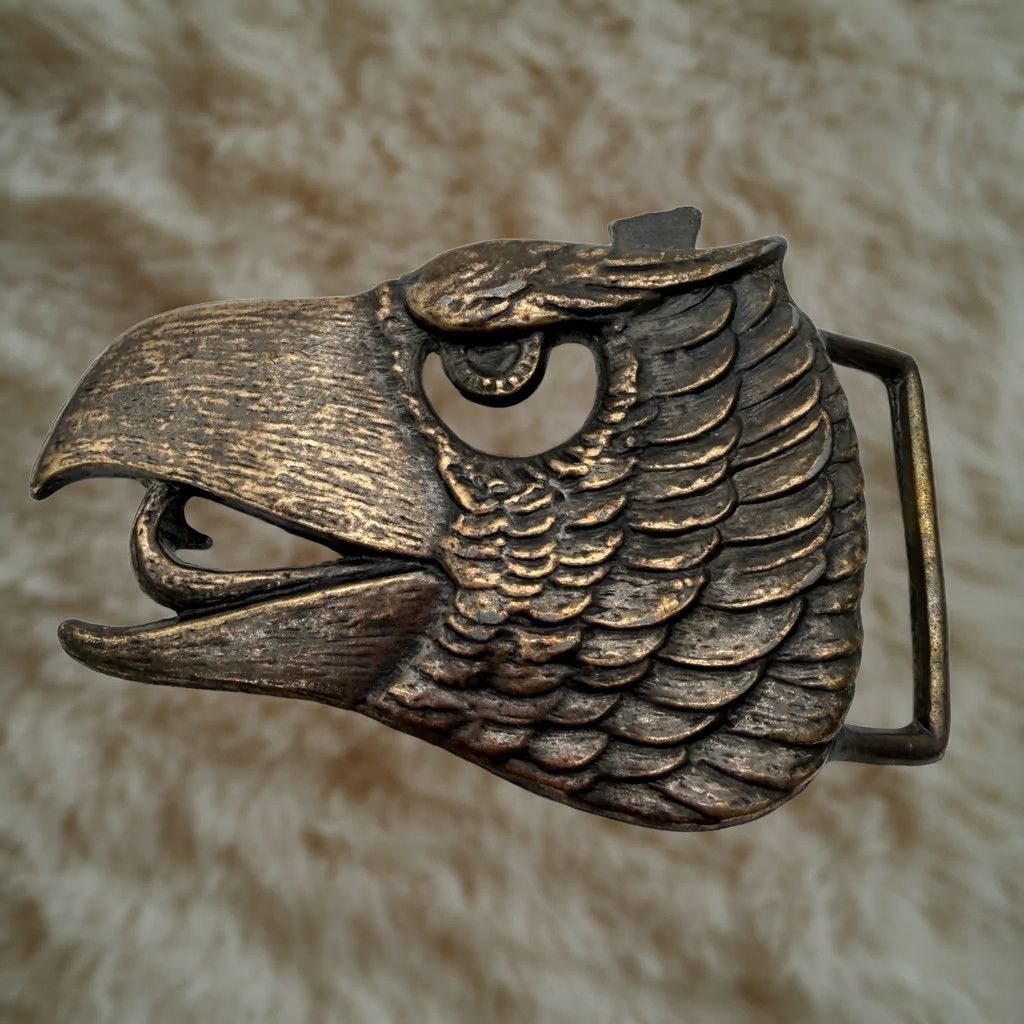Vintage Eagle Head Belt Buckle BRASS ACCURITE Bird Raptor Vintage 1970s Unbranded Unisex Adult Rockabilly Size ONE SIZE - 1 Thumbnail