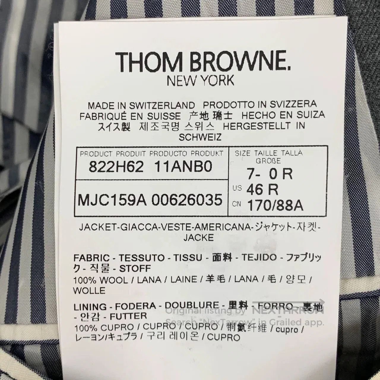 Thom Browne THOM BROWNE Gray Wool Collar Blazer. Size US XS / EU 42 / 0 - 6 Thumbnail