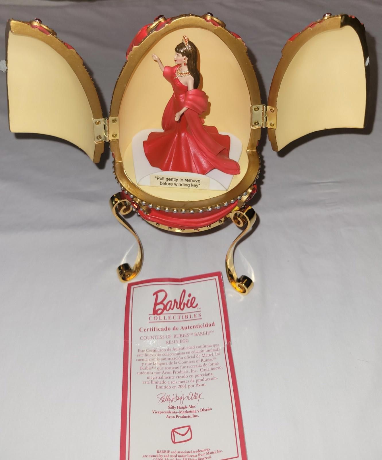Designer NEW Barbie Countess Of Rubies Resin Egg with Stand Avon 2001 Size ONE SIZE - 7 Thumbnail