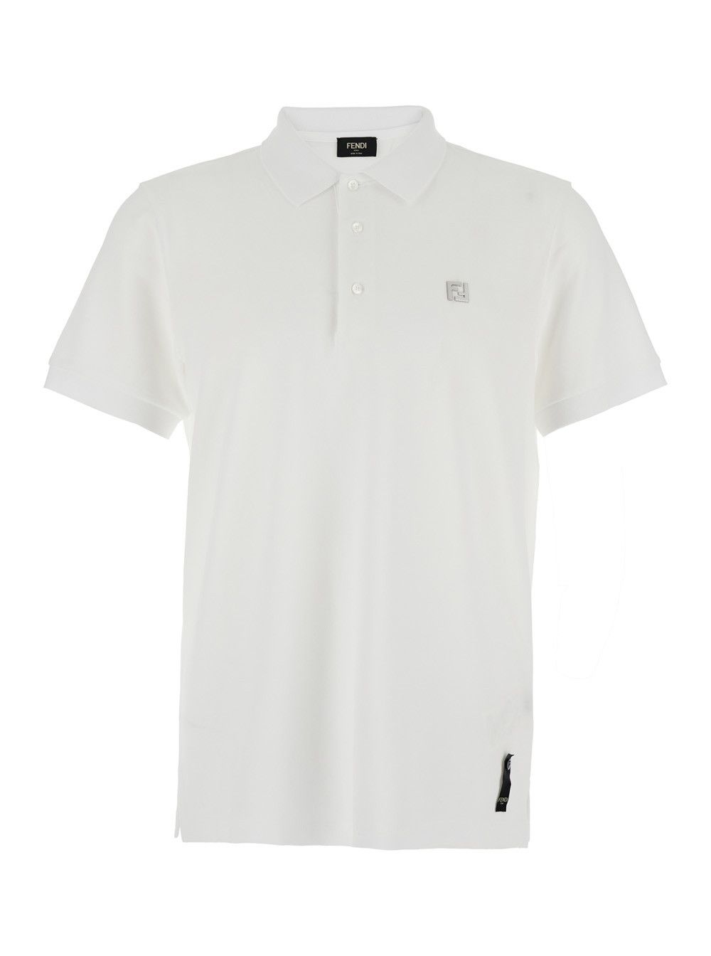 Fendi White Polo with Classic Collar and Metal FF Plate on the Front for Men Size US S / EU 44-46 / 1 - 1 Thumbnail