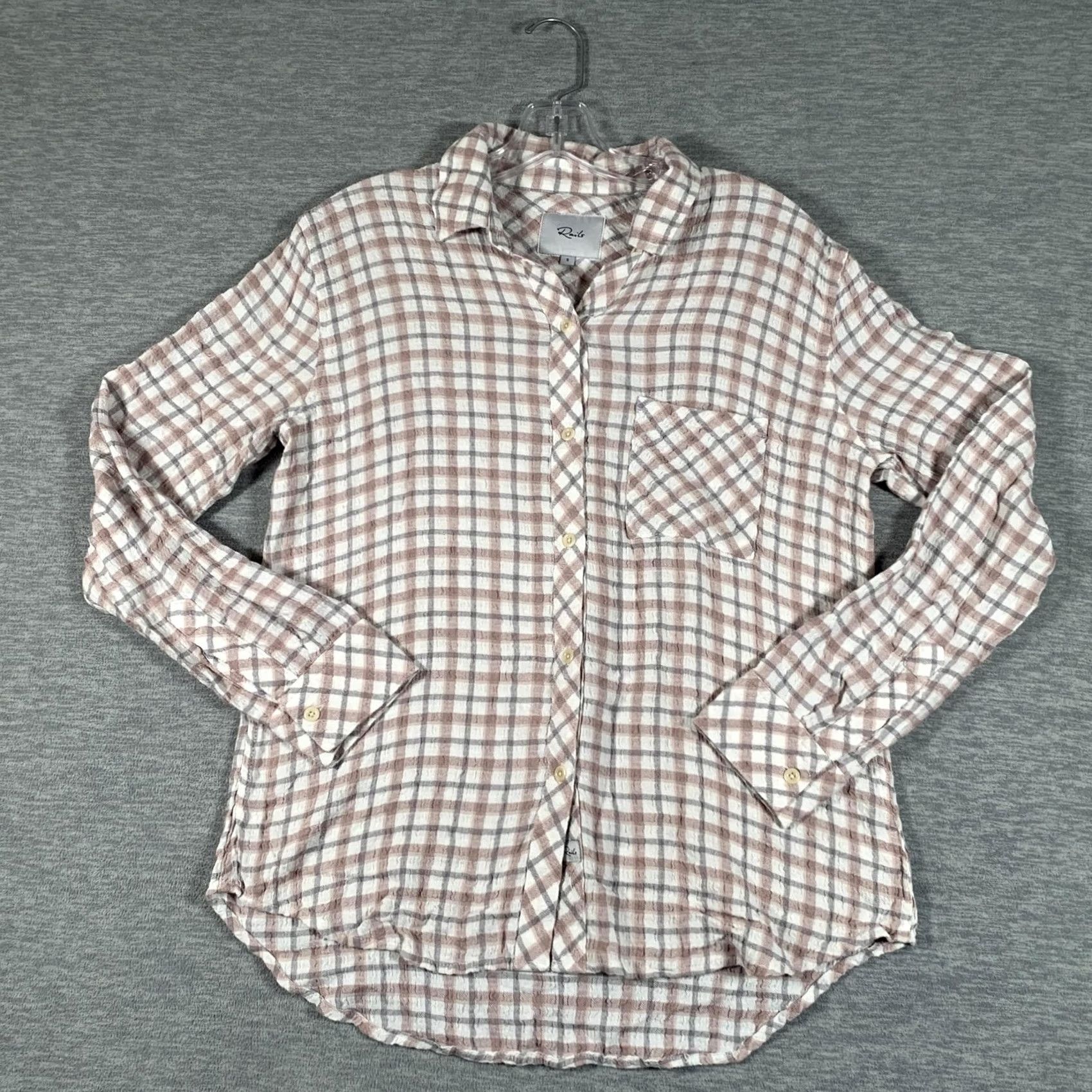 Rails Rails Shirt Womens Small Pink Plaid Button Front Long Sleeve Lightweight Top Size S / US 4 / IT 40 - 2 Thumbnail