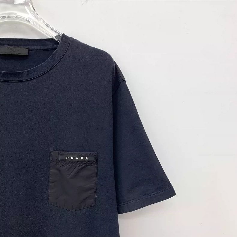 Prada Prada Size XXXL Dark blue logo cotton round-neck short-sle Size US XXL / EU 58 / 5 - 3 Thumbnail