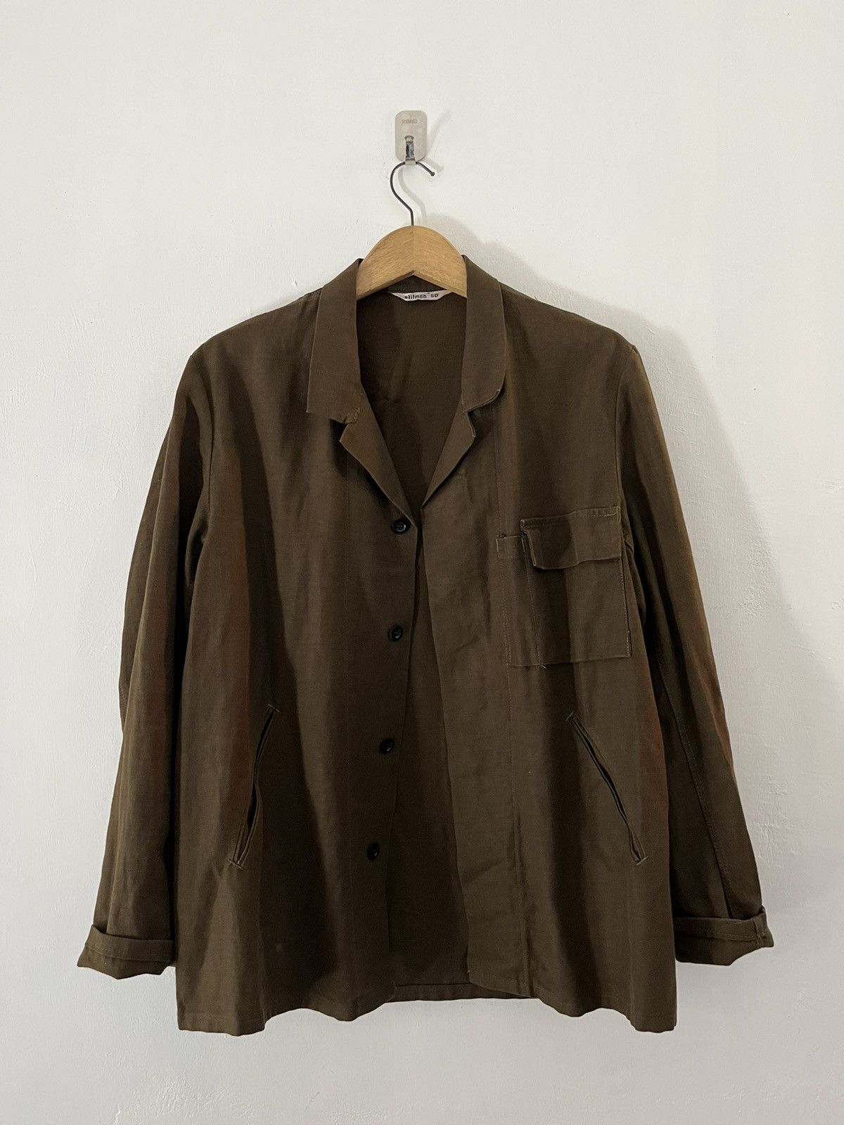 Vintage 1990s sanfor army canvas blazer jacket Size 42S - 7 Thumbnail