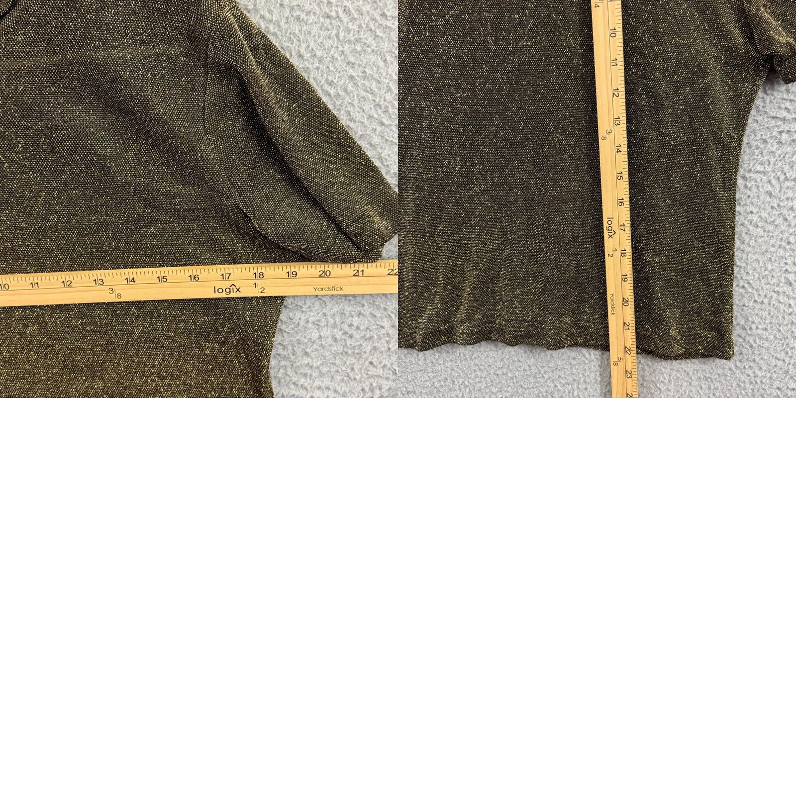 Lee VINTAGE Lauren Lee Blouse Medium Gold Speckled Sheer Short Sleeve Women 80s Size M / US 6-8 / IT 42-44 - 8 Thumbnail