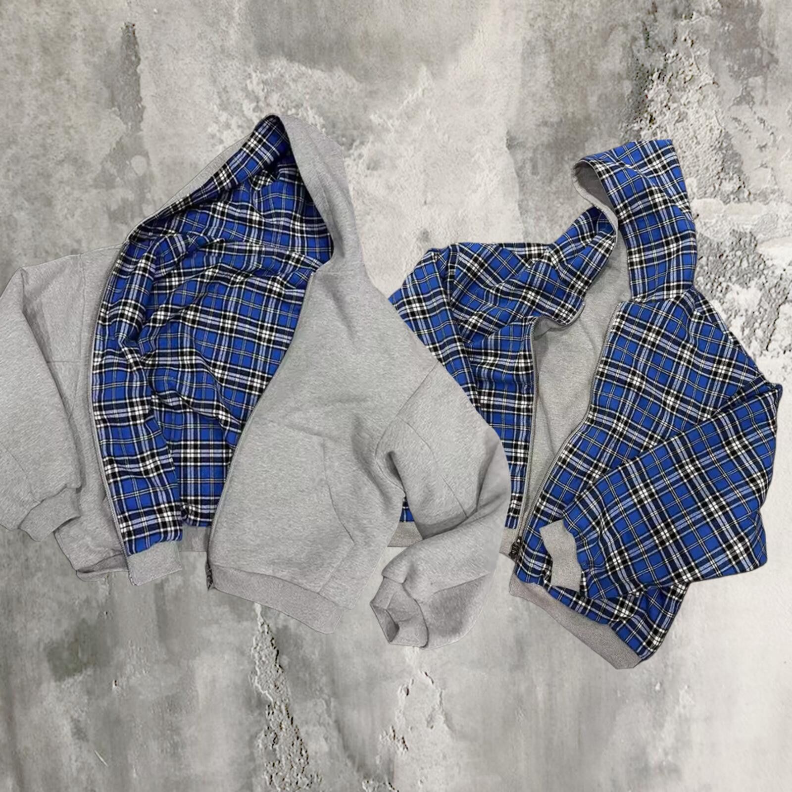 Vintage grey reversible plaid zip hoodie Size US XL / EU 56 / 4 - 1 Thumbnail