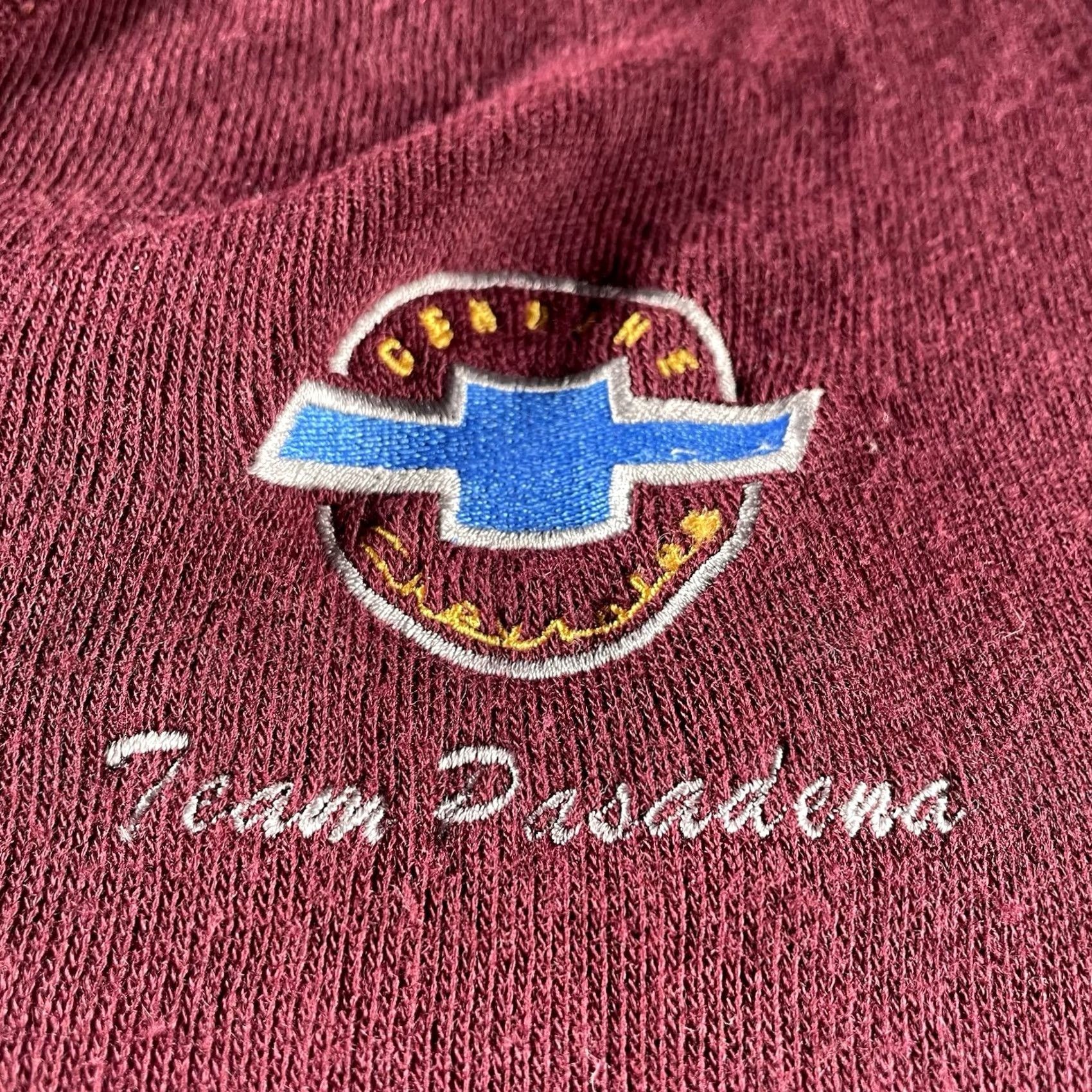 Vintage VINTAGE McBriar Chevrolet Sweater Mens Large Red Team Pasadena Pullover V-Neck Knit Acrylic 90s Mens Size US L / EU 52-54 / 3 - 3 Thumbnail