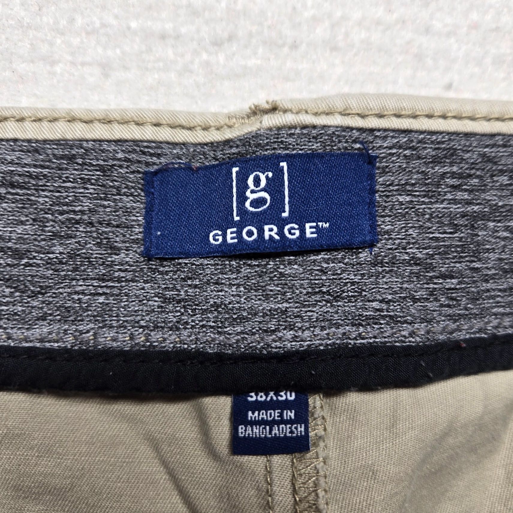 George George Solid Gray Chino Dress Pants Adult Men's Size 38 x 30 Beige Cotton Regular 38 Pants Men Mens Size US 38 / EU 54 - 3 Thumbnail