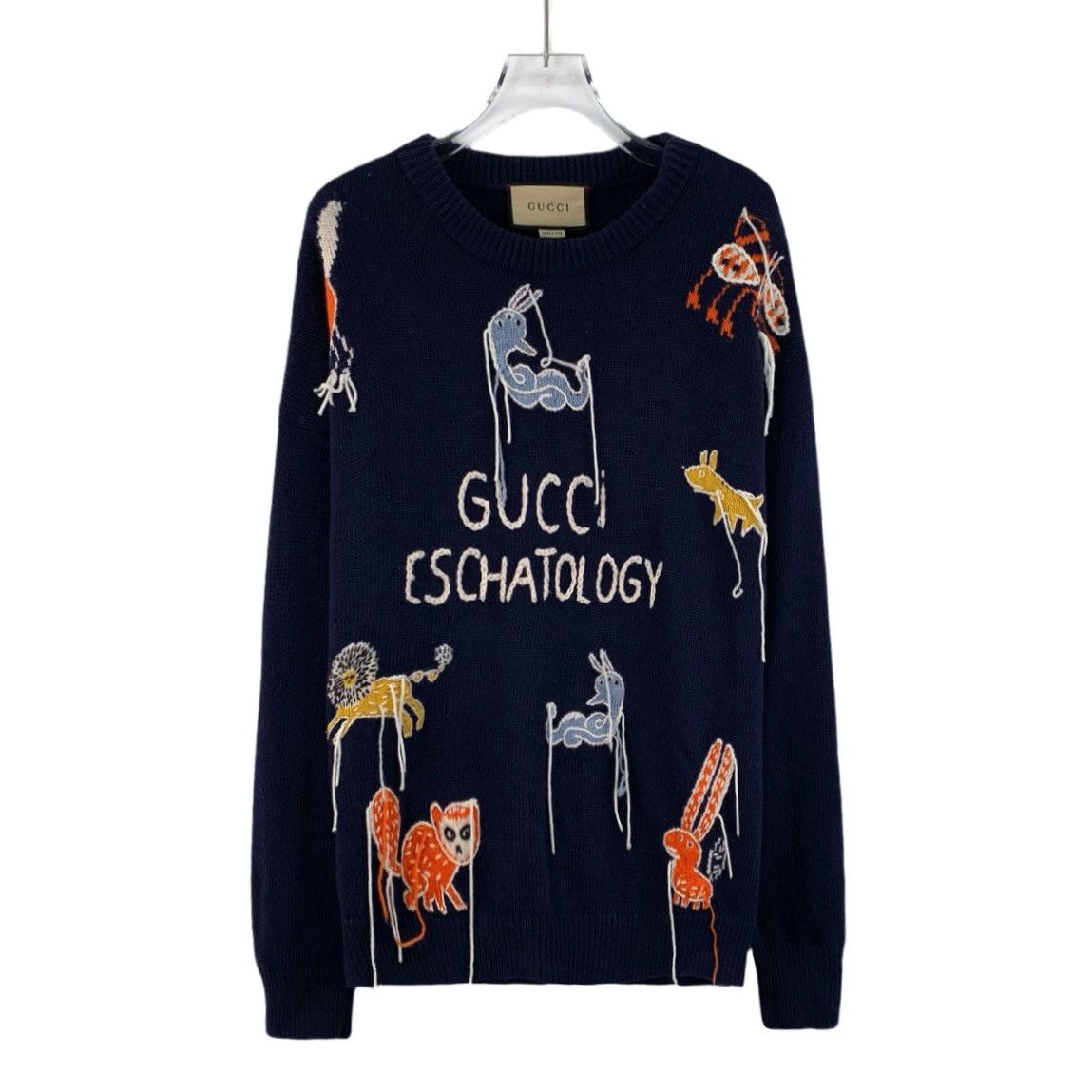 Gucci Gucci navy blue animal embroidered wool knit sweate Size M / US 6-8 / IT 42-44 - 1 Thumbnail