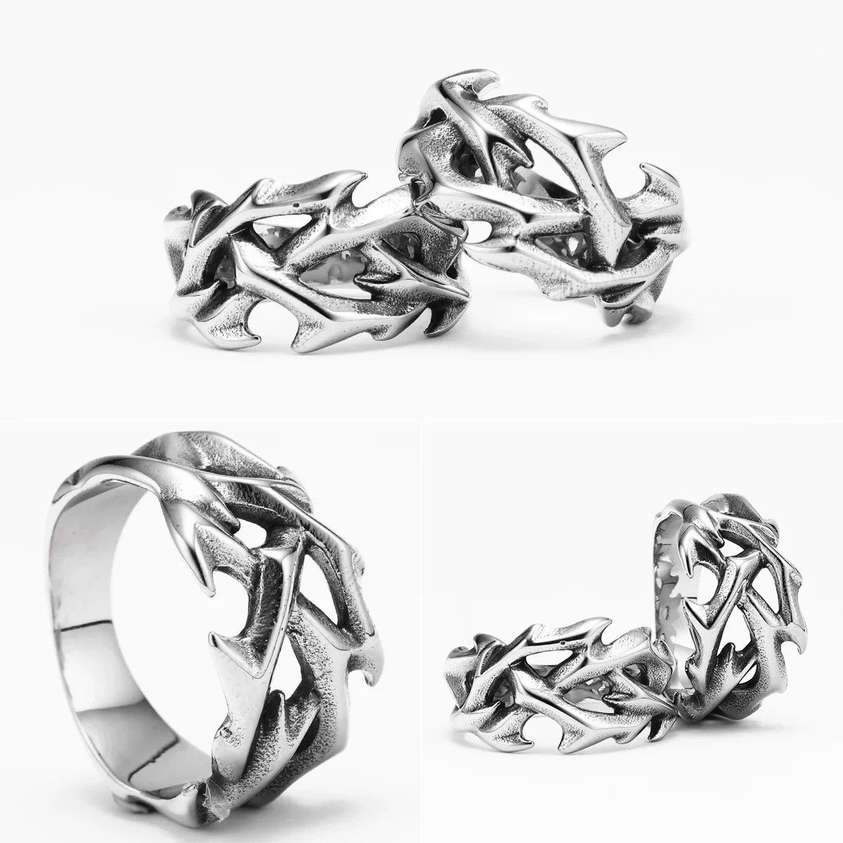 Jewelry Jesus Thorns Crown Ring Streetwear Jewelry Fashion Gift Size ONE SIZE - 7 Thumbnail