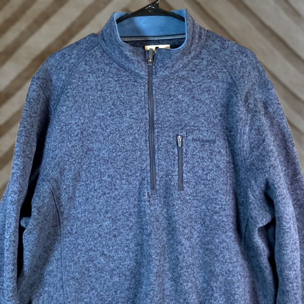 Vintage Woolrich Sweater Heathered Blue Black 1/4 Zip Long Sleeve Fleece XL Men Pullover Casual Warmth Outdoors Size US XL / EU 56 / 4 - 1 Thumbnail