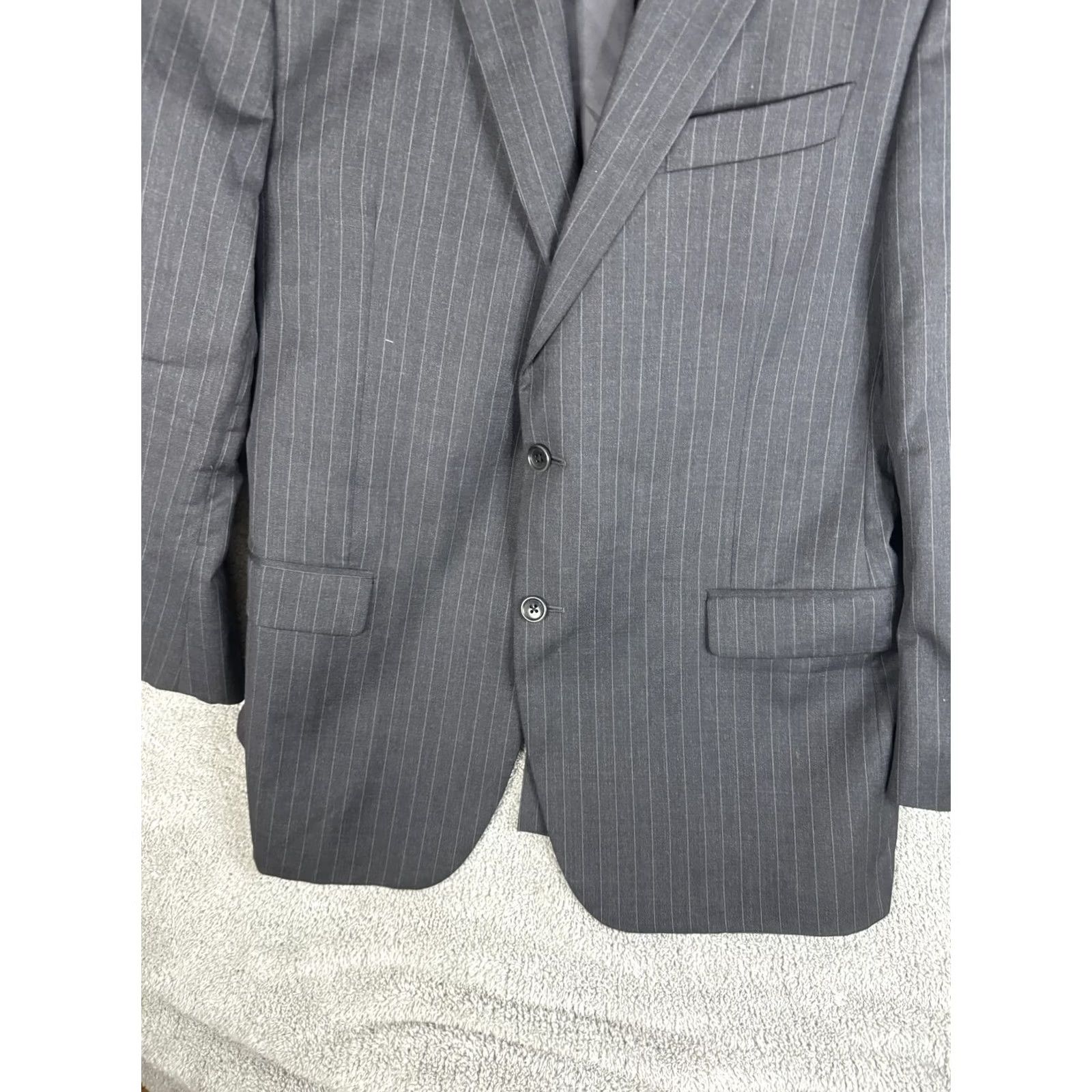 Brooks Brothers Brooks Brothers Jacket 42R Gray Pinstripe 1818 Fitzgerald Wool Blazer Mens Slim Notch Lapel Two-Button Suit Jacket Size 42R - 4 Thumbnail