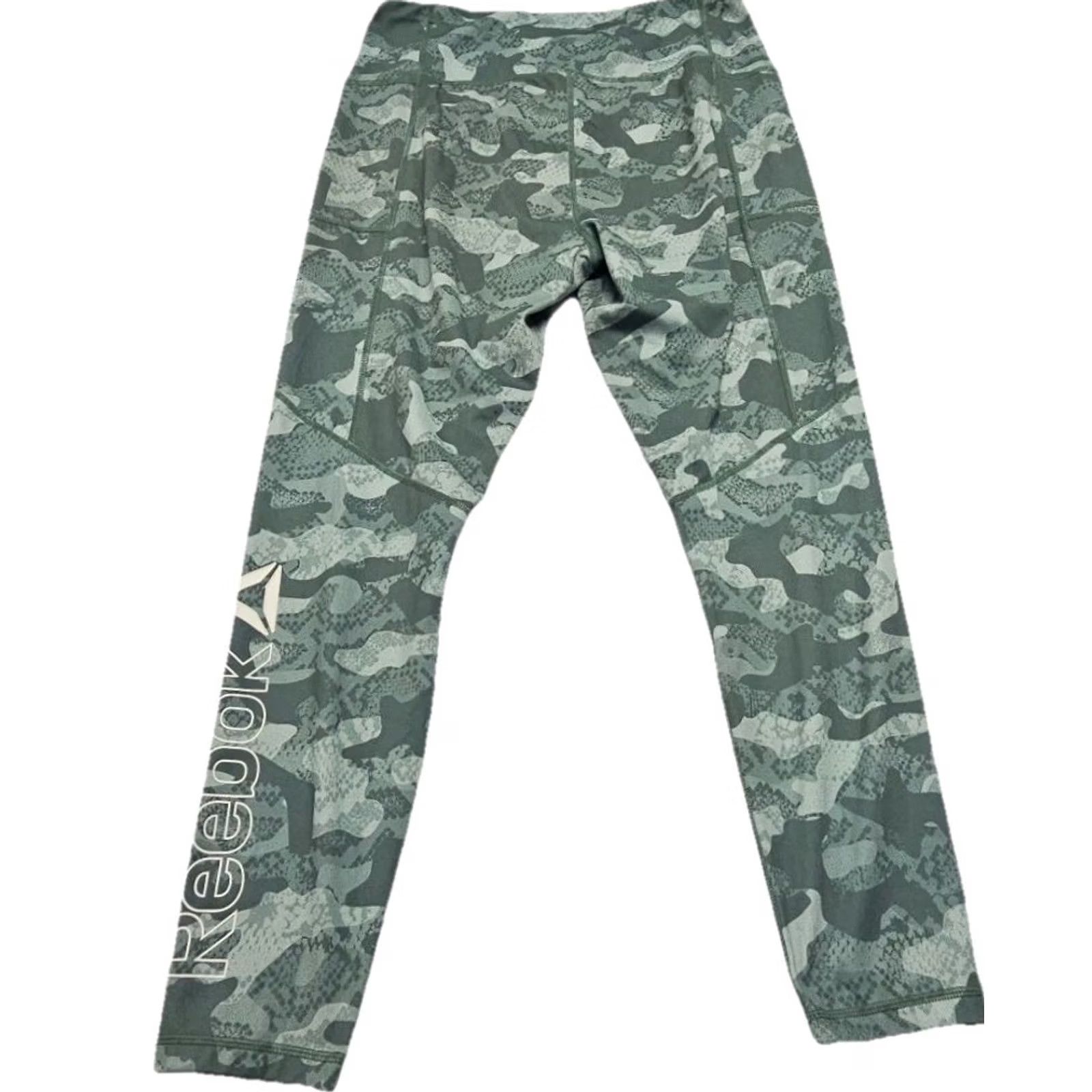 Reebok Reebok Camouflage Leggings Womens Large Green Compression Athletic Gym Yoga Pants Size 28" / US 6 / IT 42 - 7 Thumbnail