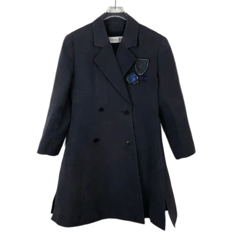 Dior Dior Women's Cotton Navy Trench Coat 0089 Size XS / US 0-2 / IT 36-38 - 1 Thumbnail