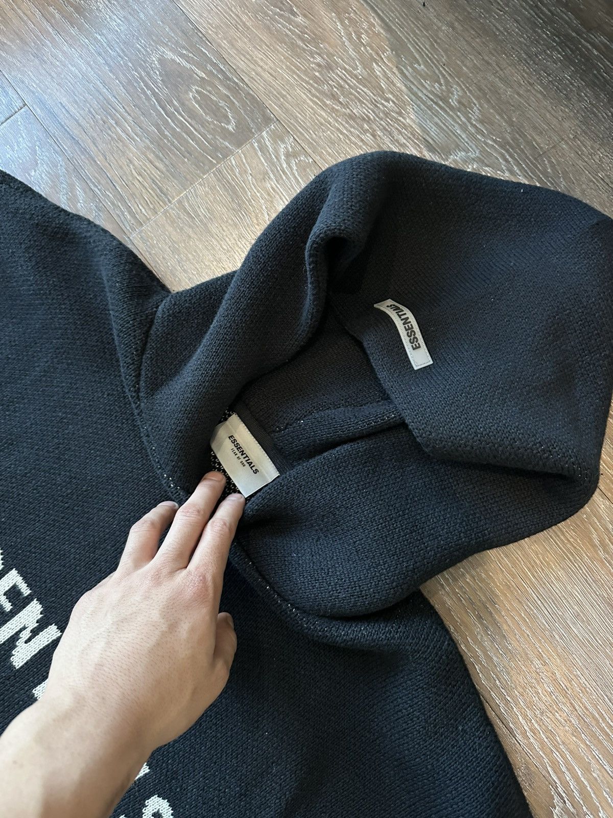 Essentials × Fear of God FOG Essentials knit pullover hoodie black Size US M / EU 48-50 / 2 - 4 Thumbnail