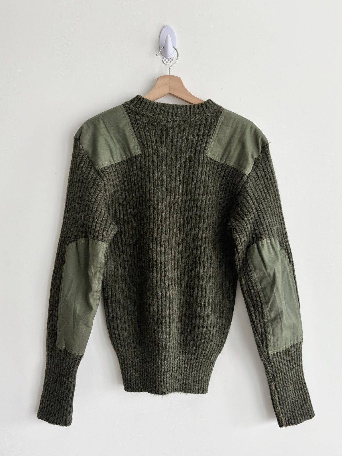 Other US Army Wool Ribbed Elbow Patch Military Sweater Olive Green Size US S / EU 44-46 / 1 - 4 Thumbnail