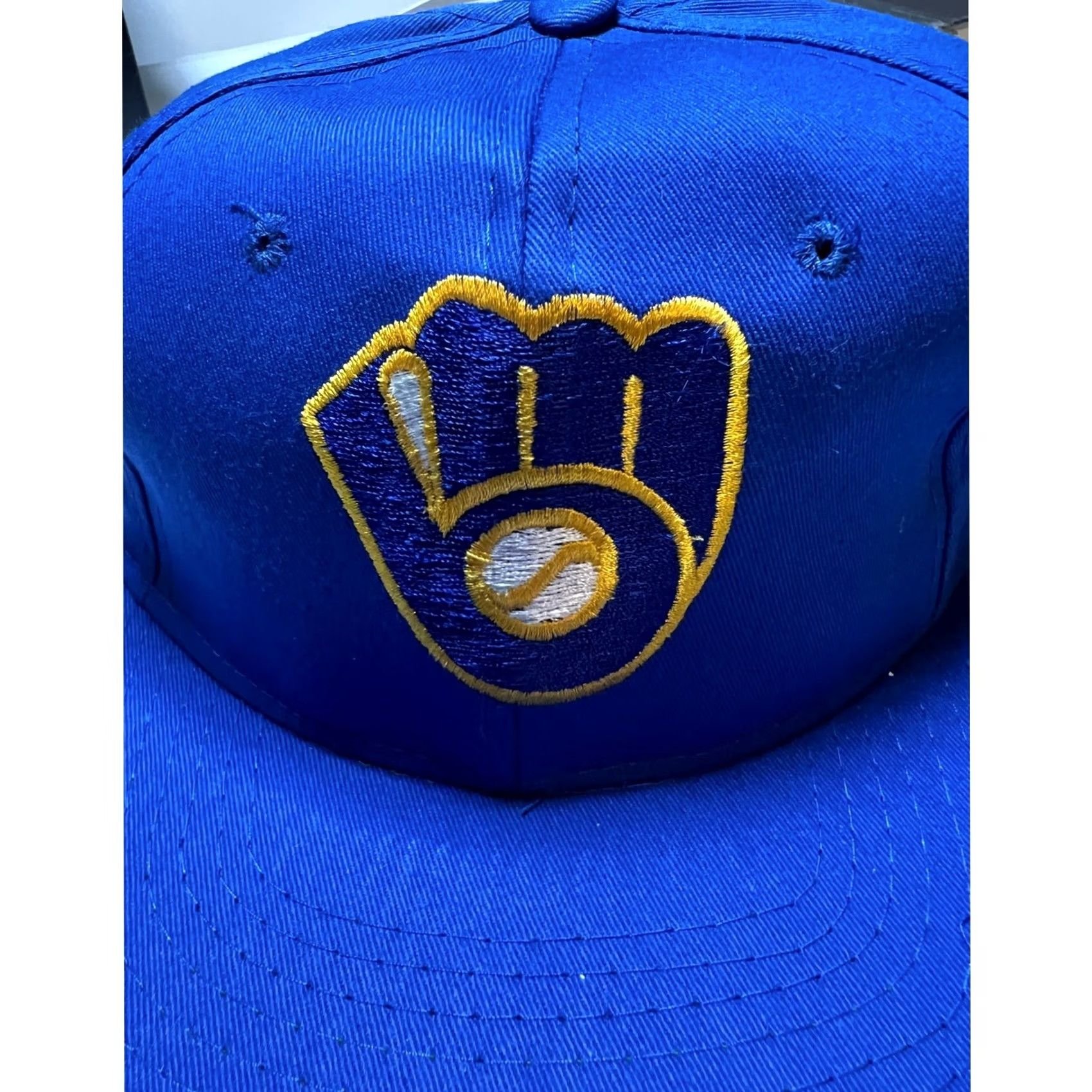 Vintage VINTAGE Milwaukee Brewers Hat Mens OSFA Blue Snapback MLB Ball-In-Glove Logo Size ONE SIZE - 4 Thumbnail