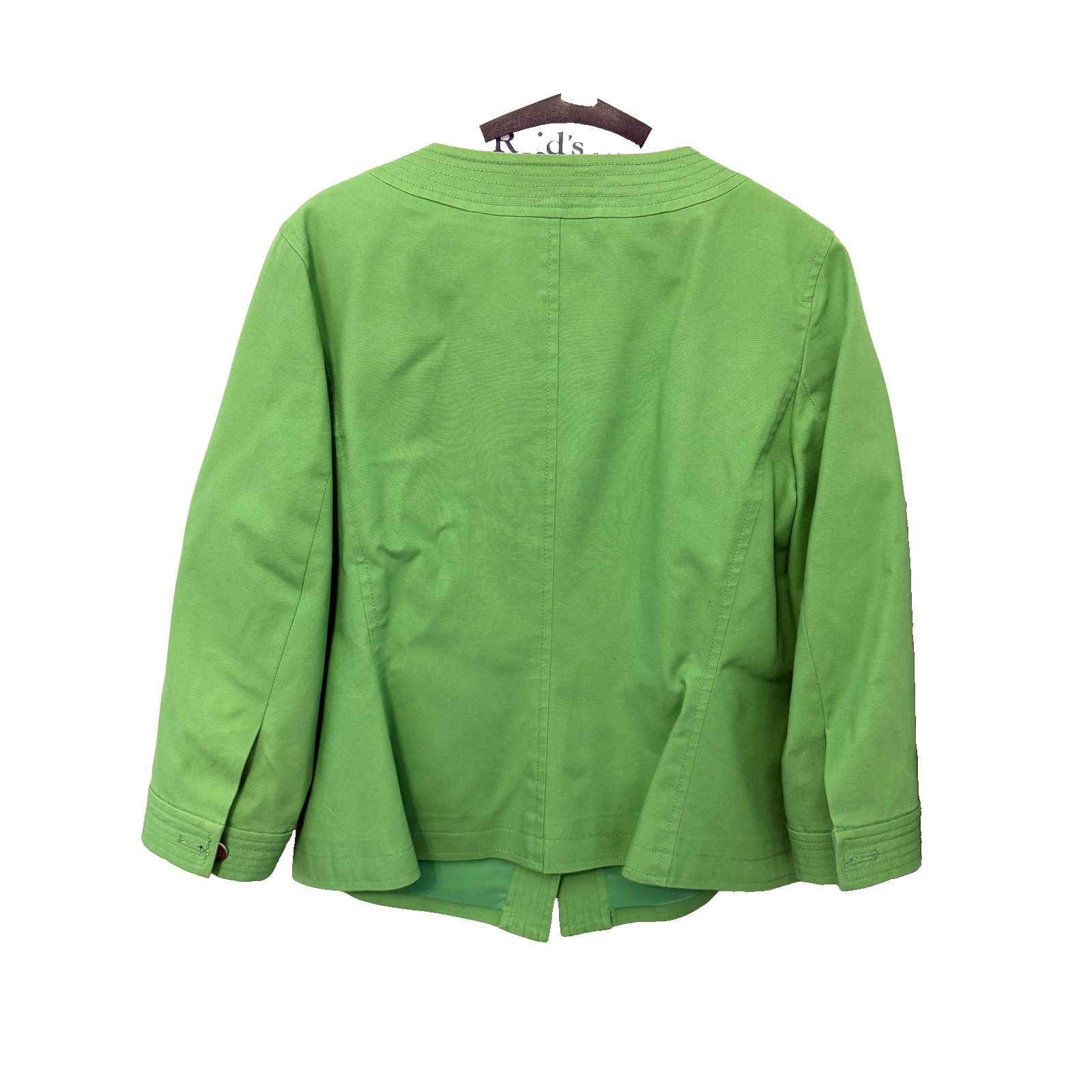 Robert Talbott Talbots Blazer Womens 16P Green Collarless Open Front Petite Size XXL / US 16-18 / IT 52-54 - 5 Thumbnail