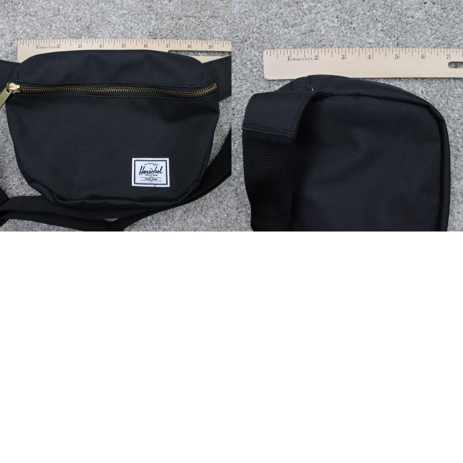 Vintage Herschel Belt Bag & Fanny Pack Black Adjustable Polyester Zip Pocket Unisex Adults One Size 80s 90s Casual Travel Multiple Pockets Size ONE SIZE - 9 Thumbnail