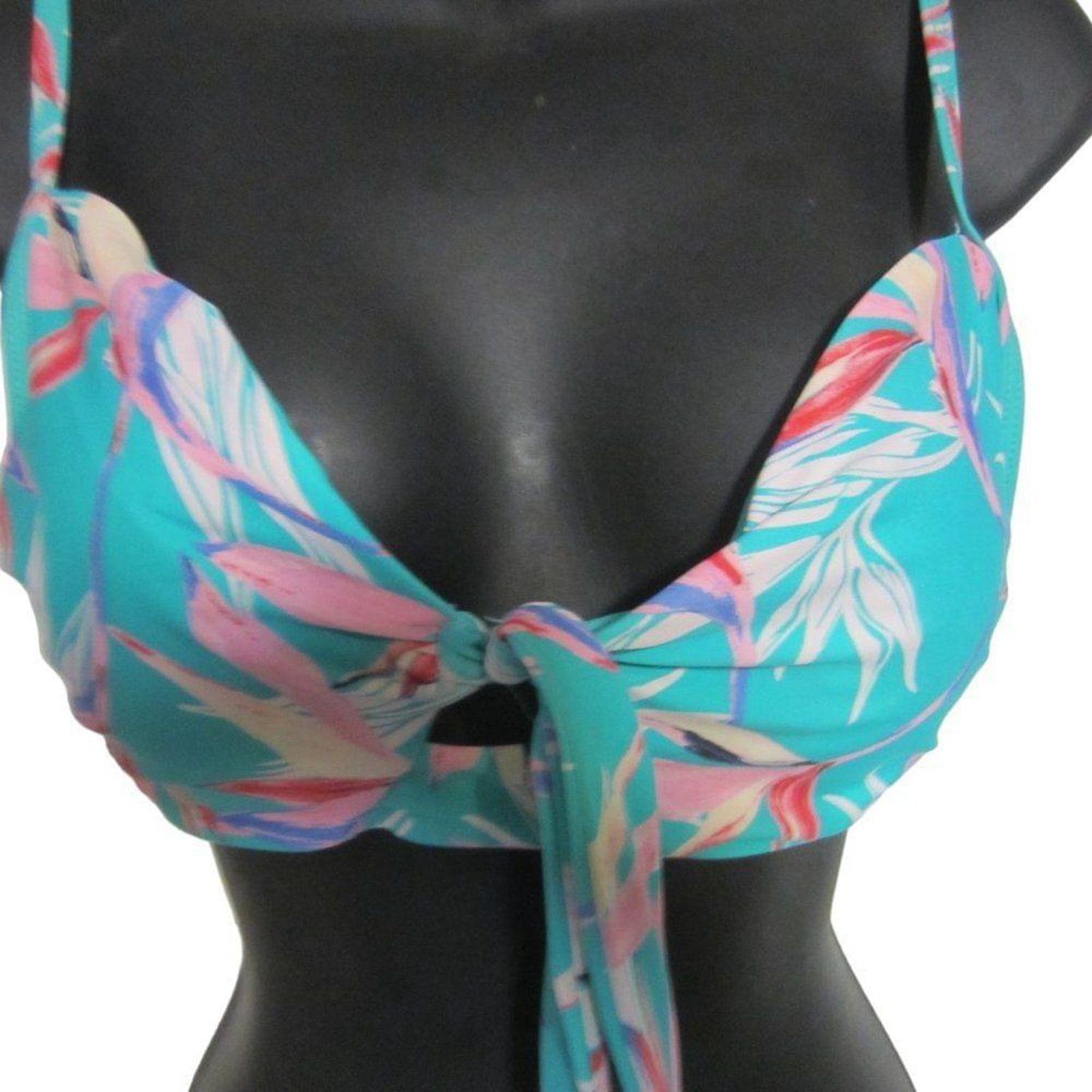 Other Tropical Tie Front Bikini Top Y2K Palm Leaf Print L (11–13) Size ONE SIZE - 4 Thumbnail