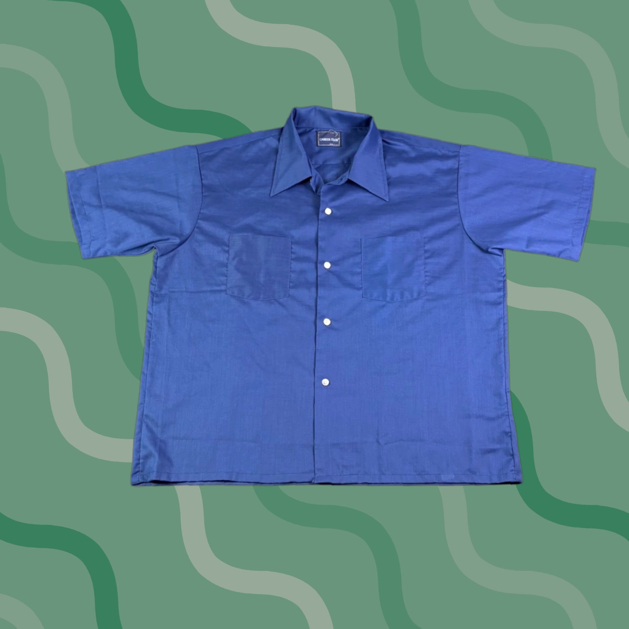 Vintage VINTAGE Career Club Blue Short Sleeve Button-Front Shirt Mens XL Made in USA Size US XL / EU 56 / 4 - 1 Thumbnail
