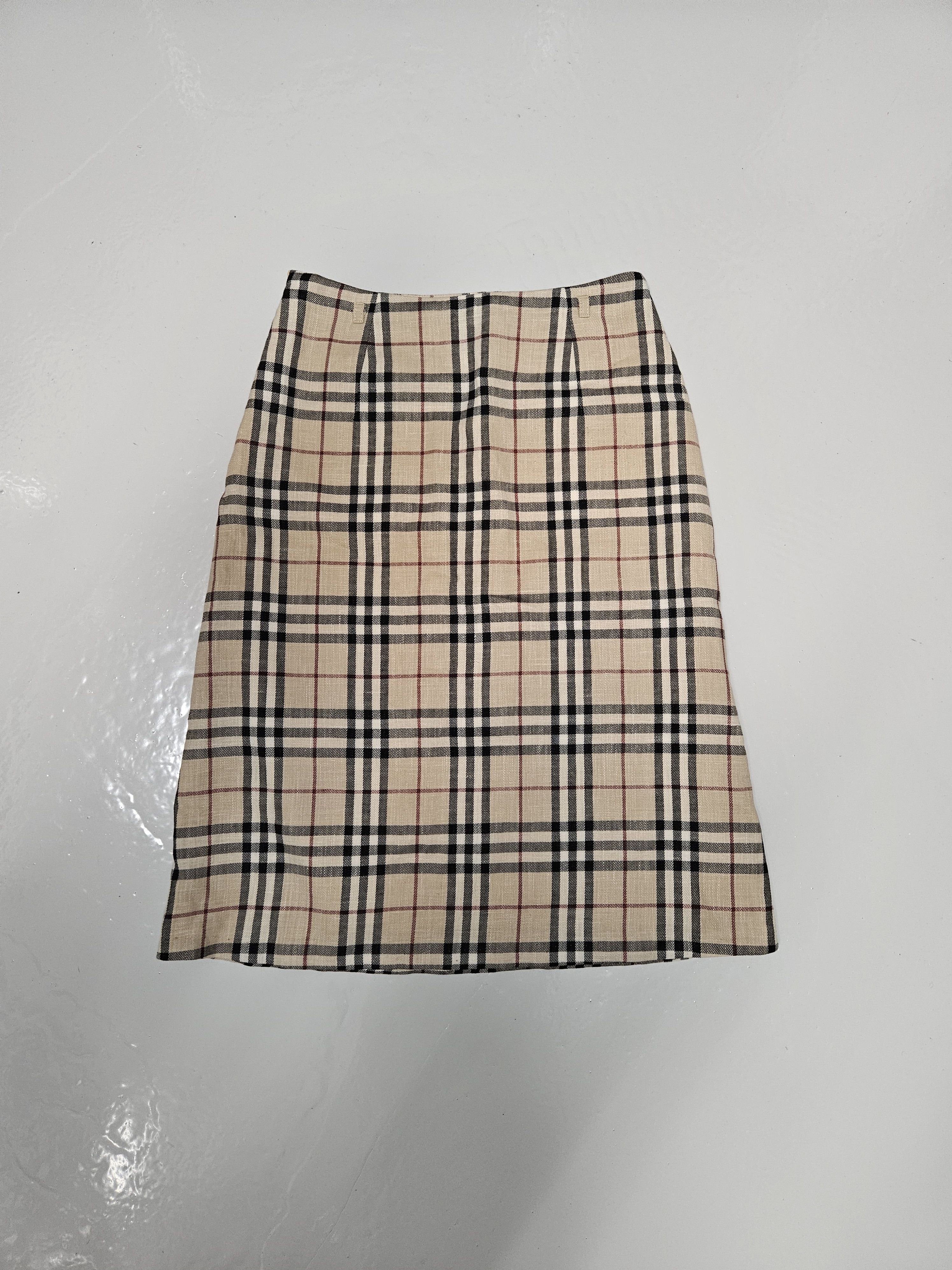 Burberry Vintage y2k burberry nova check wool and linen skirt Size 28" / US 6 / IT 42 - 2 Thumbnail