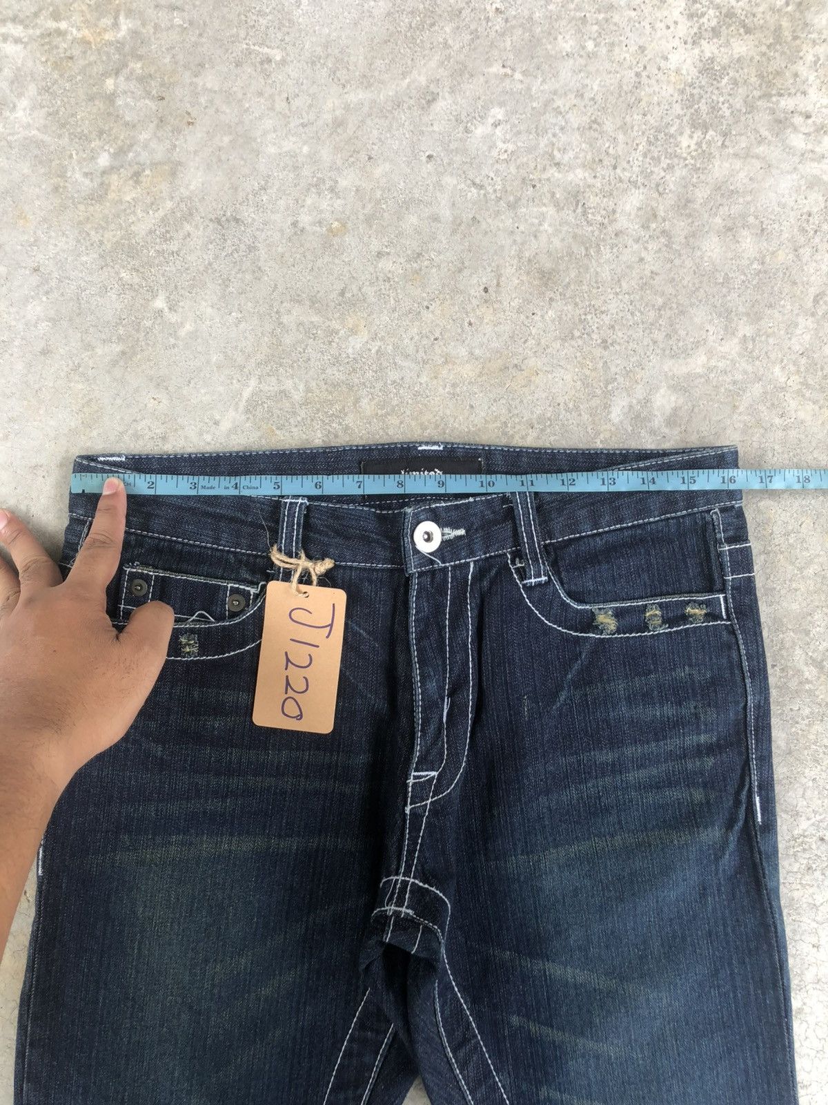 If Six Was Nine Japanese Limited Flared Jeans White Stitch Distressed Denim Size US 32 / EU 48 - 22 Thumbnail