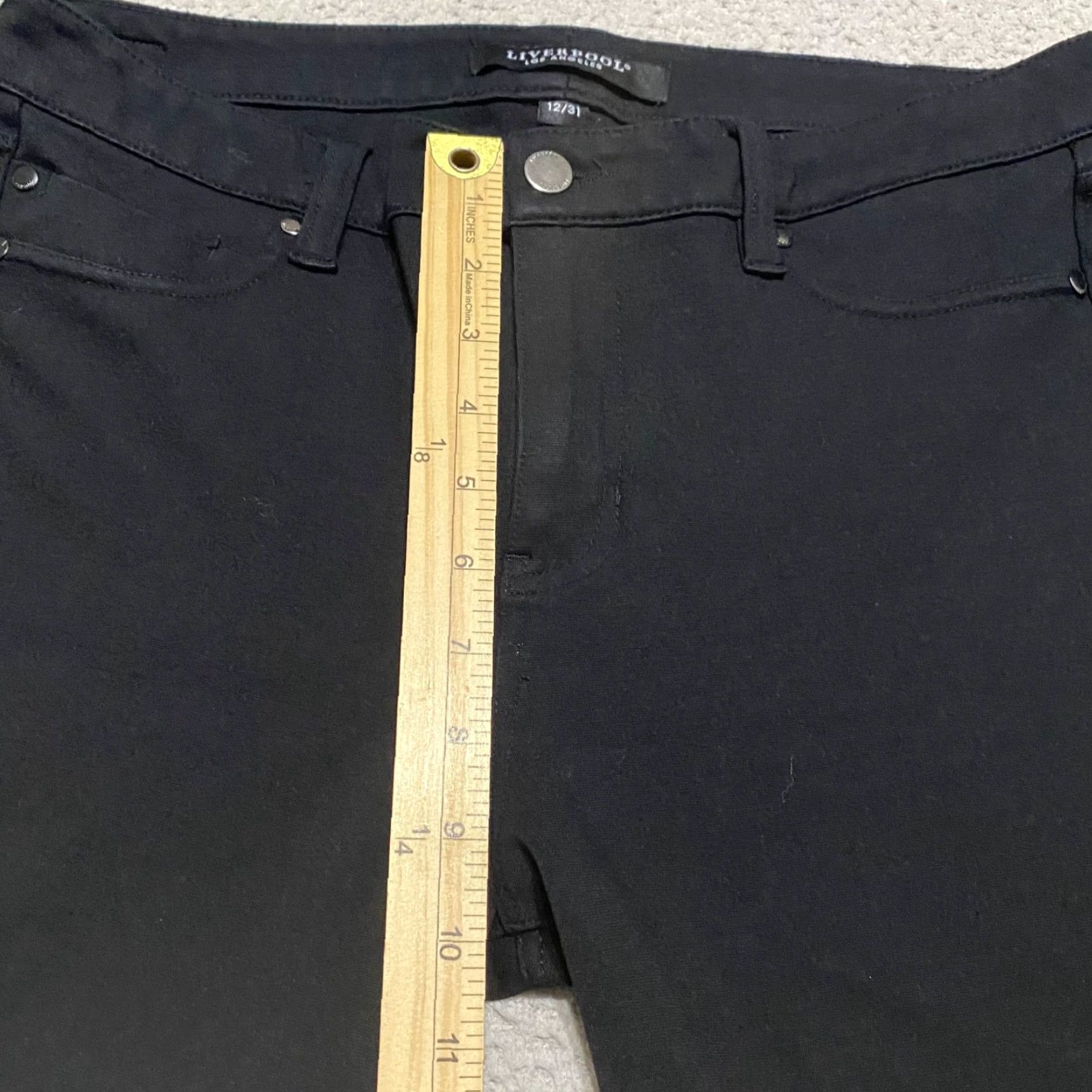 Vintage Liverpool Jeans Pants Womens 12 Black Stretch Skinny Ankle Mid Rise 26 Inseam Nylon Viscose Spandex Solid Size 34" / US 12 / IT 48 - 7 Thumbnail