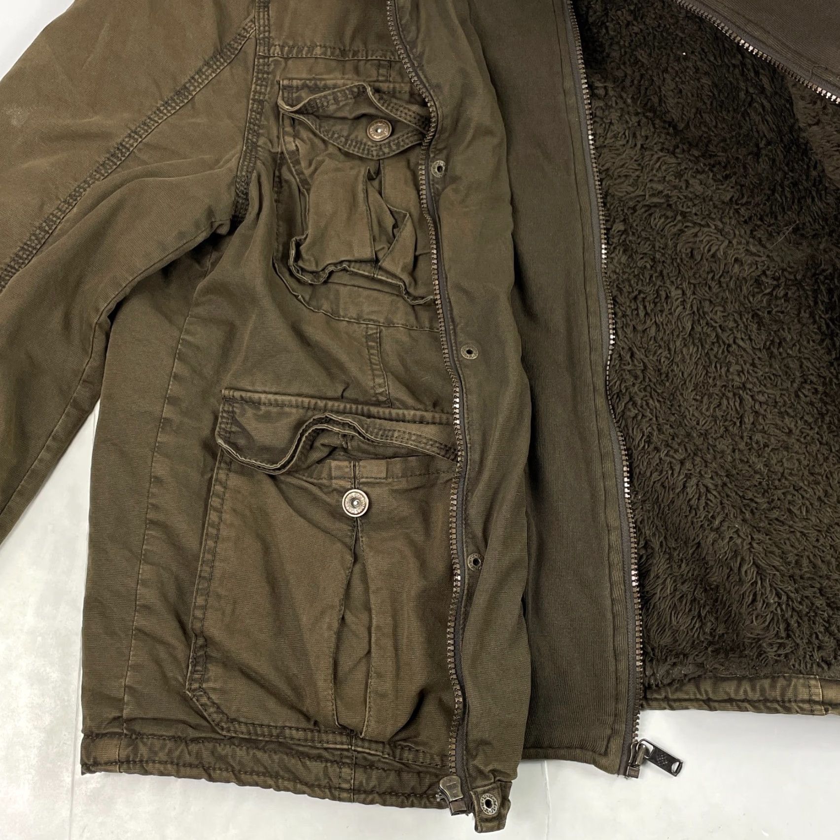Vintage Columbia Jacket Mens Large Brown Field Cargo Military Hooded Sherpa Lined Canvas Size US L / EU 52-54 / 3 - 7 Thumbnail