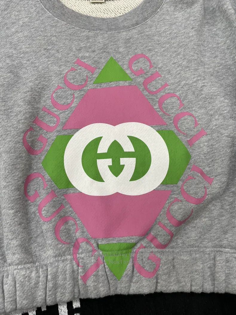 Gucci Grey letter large logo sweatshirt