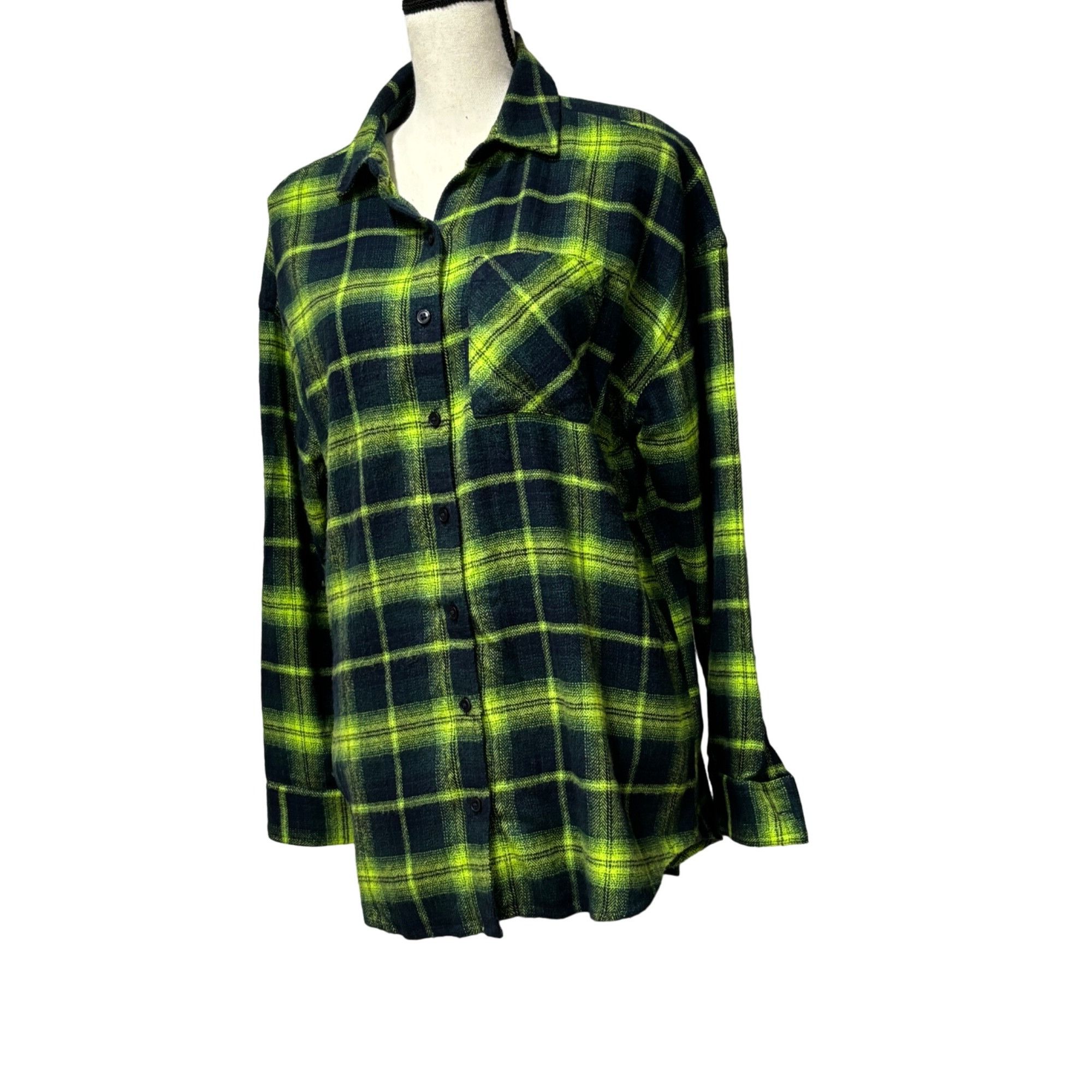 Other BP. Boyfriend Plaid Button-up Shirt in Navy-Green Jess Plaid Size XS / US 0-2 / IT 36-38 - 11 Thumbnail