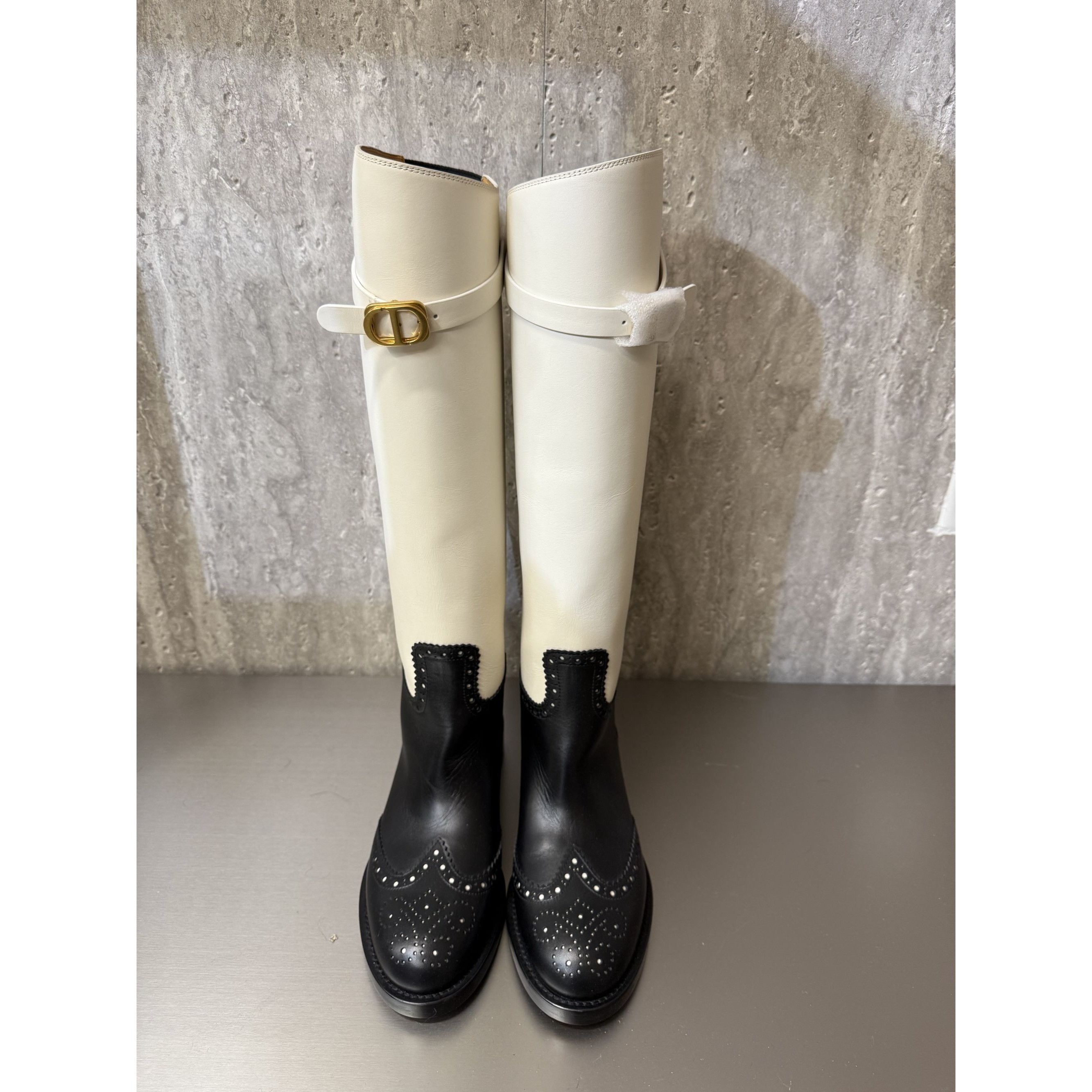 Dior Christian Dior Womens Two-Tone Leather Tall Riding Boots Bla Size US 6.5 / IT 36.5 - 1 Thumbnail