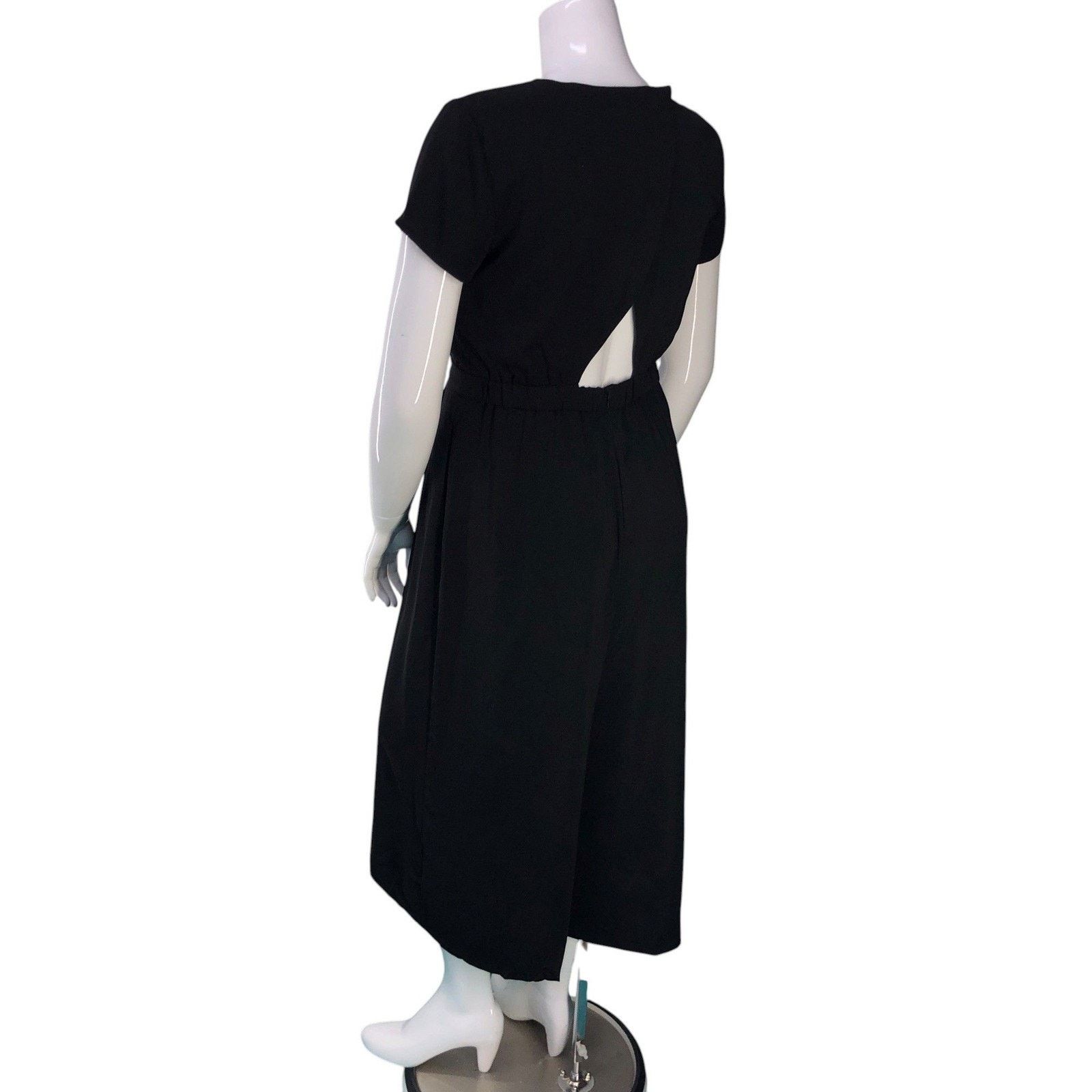 J.Crew J.Crew Jumpsuit 12 Drapey Wrap Back Black Cropped Wide Leg Size 34" / US 12 / IT 48 - 6 Thumbnail