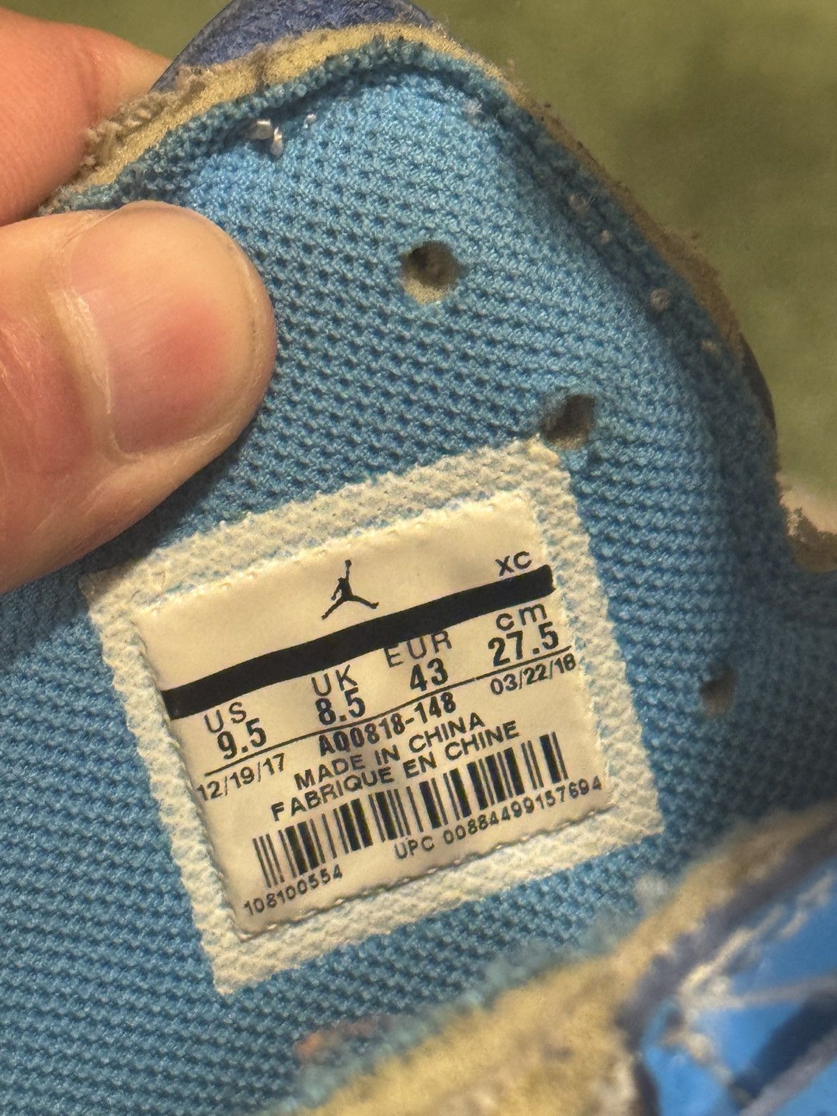 Jordan Brand × Off-White Air Jordan 1 High Off White "UNC" Size US 9.5 / EU 42-43 - 8 Thumbnail