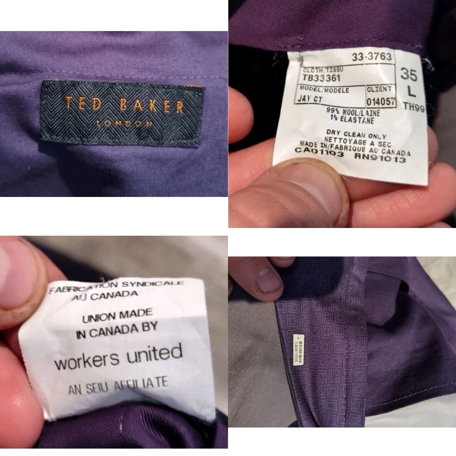 Ted Baker VINTAGE Ted Baker Men's Dress Pants Wool Black Regular Size 35 Straight Leg Business Formal City Size US 35 - 8 Thumbnail