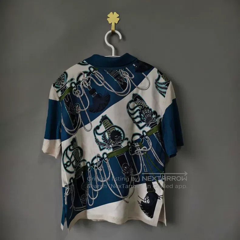 Hermes Hermes White and Blue Printed Short Sleeve Size XXS / US 00 / IT 34 - 2 Thumbnail