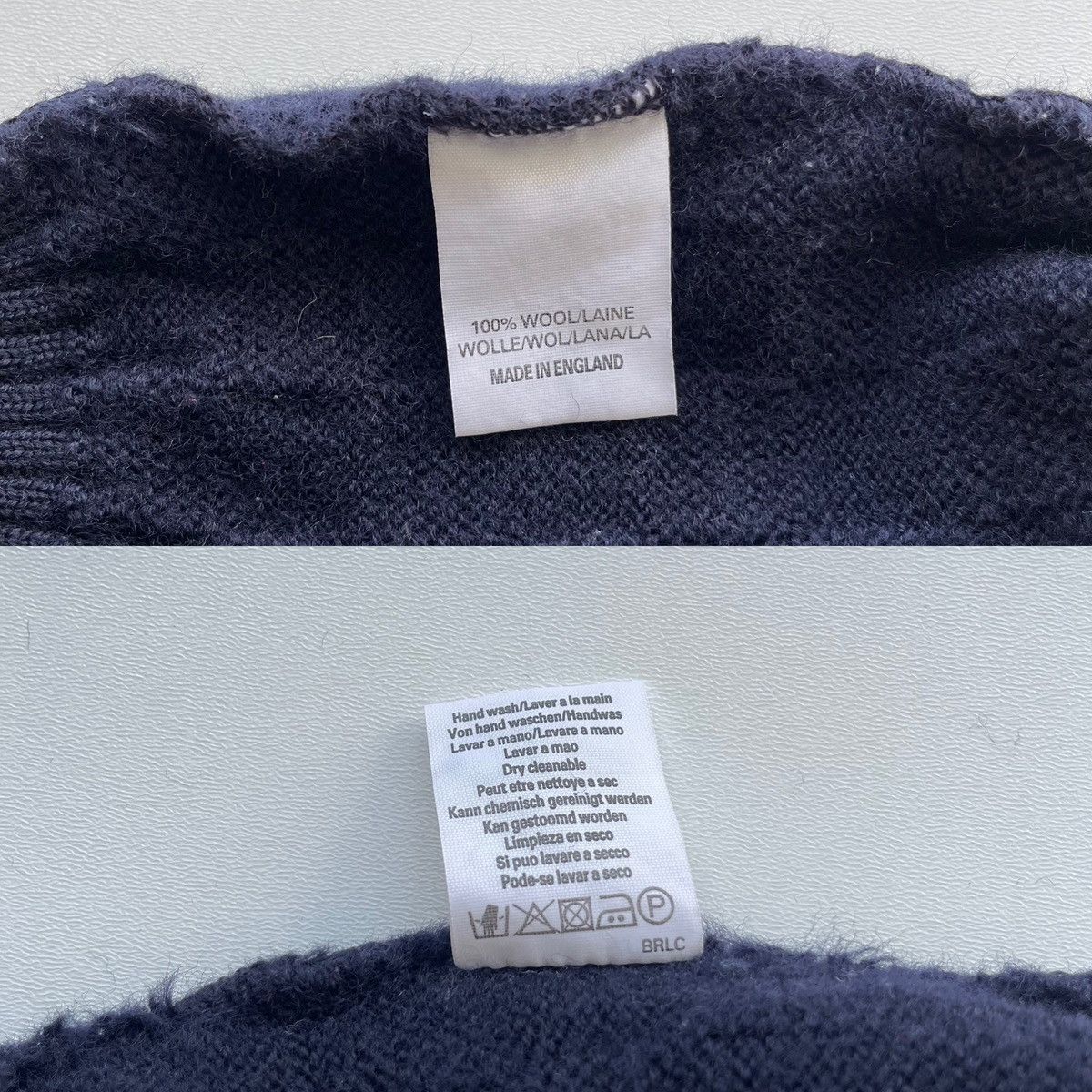 Burberry × Vintage Burberrys Vintage 90’s Big Logo Wool Knit Sweater Navy Rare Size US L / EU 52-54 / 3 - 10 Thumbnail