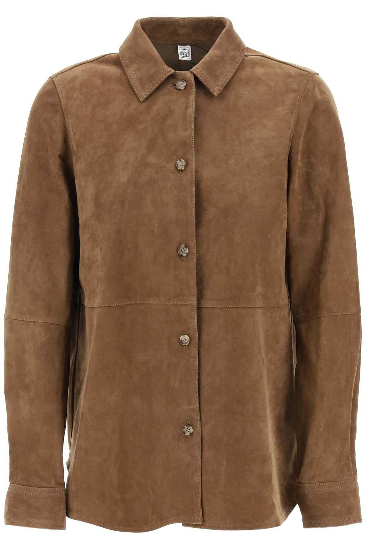 image of Toteme Suede Leather Overshirt For in Tobacco, Women's (Size Medium)
