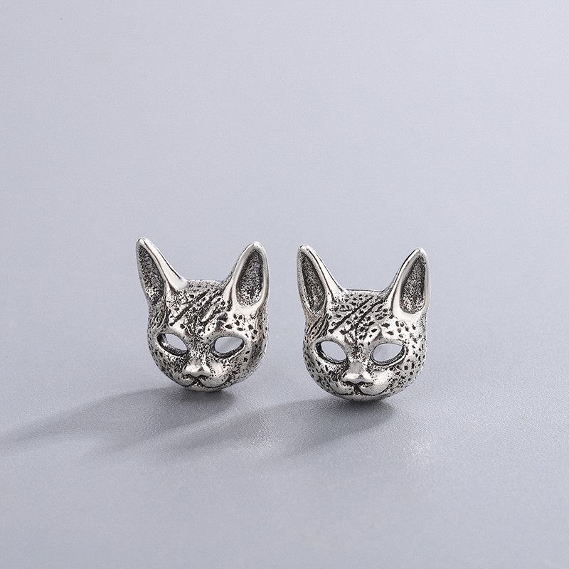 Jewelry Cat Retro Earrings One Pairs Chrome Jewelry Size ONE SIZE - 1 Thumbnail
