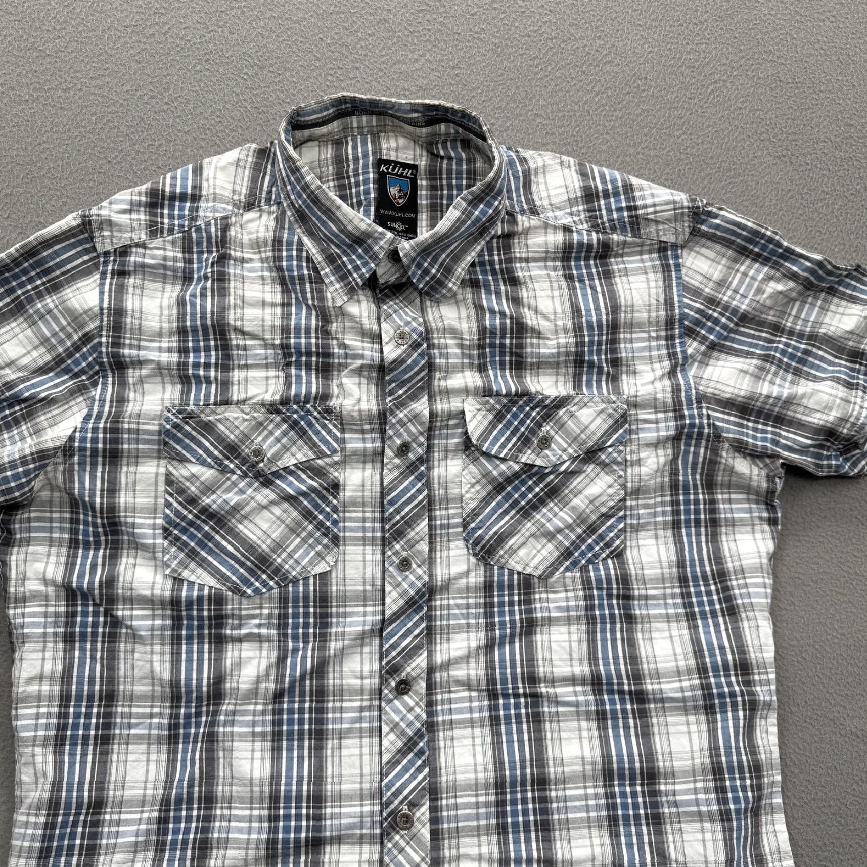 Vintage KUHL Shirt Mens M Gray Blue Plaid Short Sleeve Button Front Western Outdoor Size US M / EU 48-50 / 2 - 8 Thumbnail