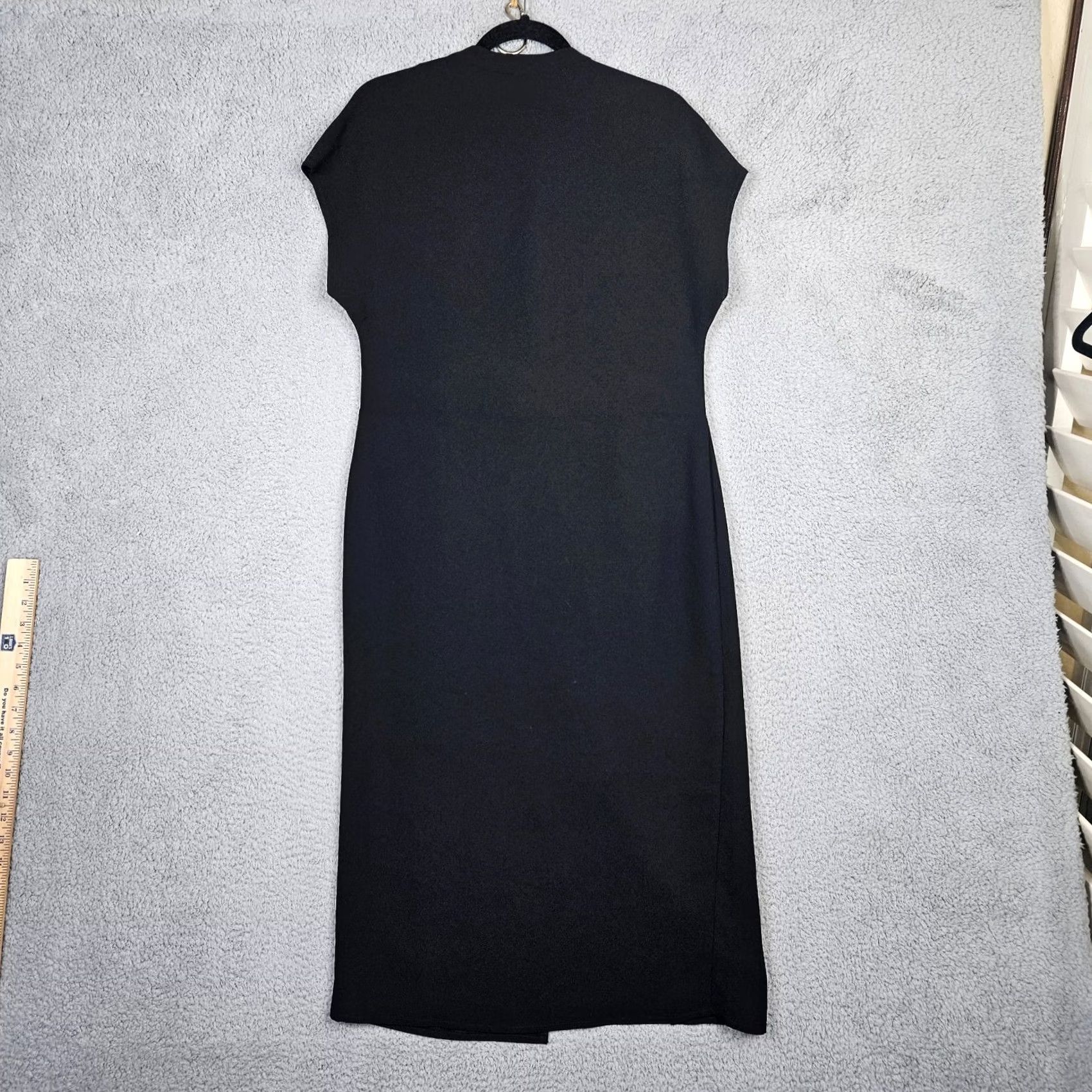 Vintage Selected Femme Women's Black Midi V-Neck Dress Size EU 36 Size XS / US 0-2 / IT 36-38 - 7 Thumbnail