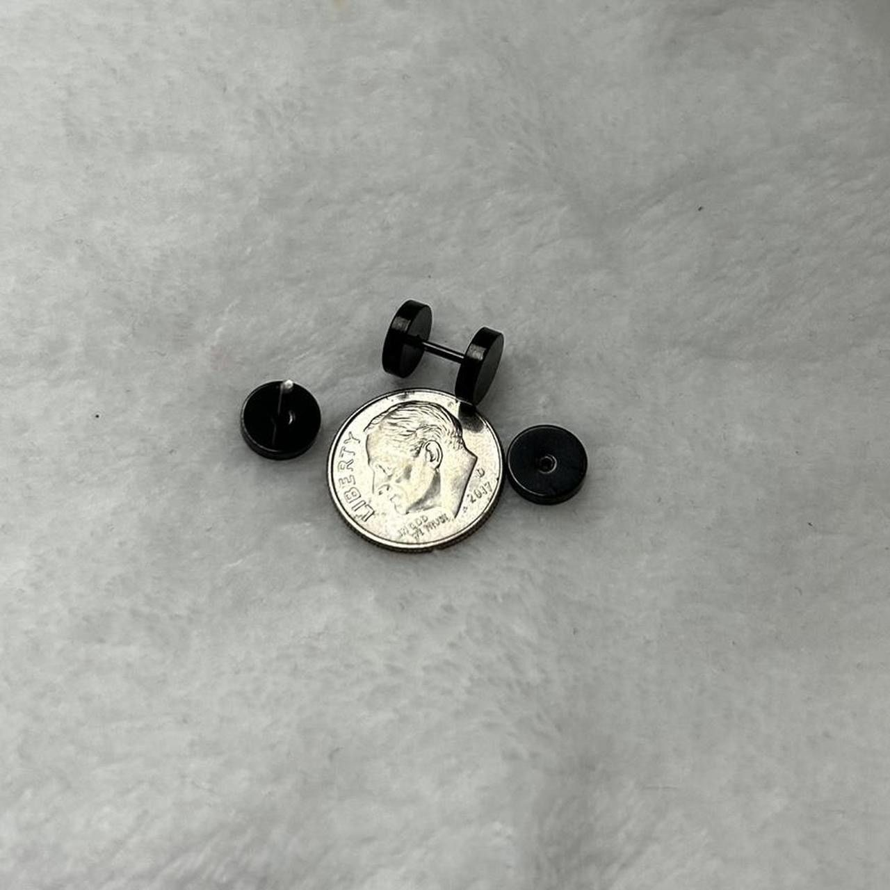 Jewelry Black Flat Round Plugs Stud Earrings - ERG Size ONE SIZE - 5 Thumbnail