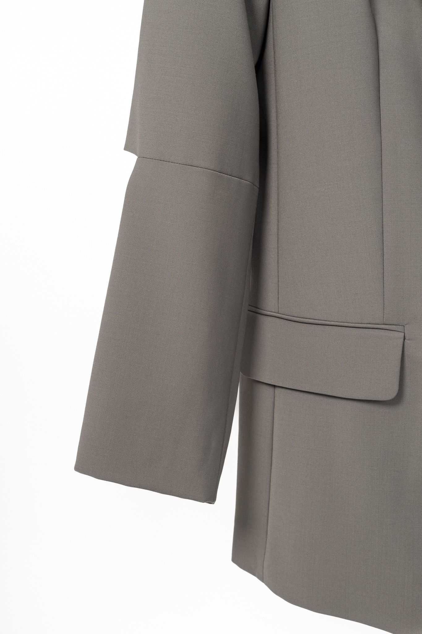 Tibi Tibi Marlon Dark Stone Tropical-Wool Cutout-Sleeve Blazer Size M / US 6-8 / IT 42-44 - 7 Thumbnail