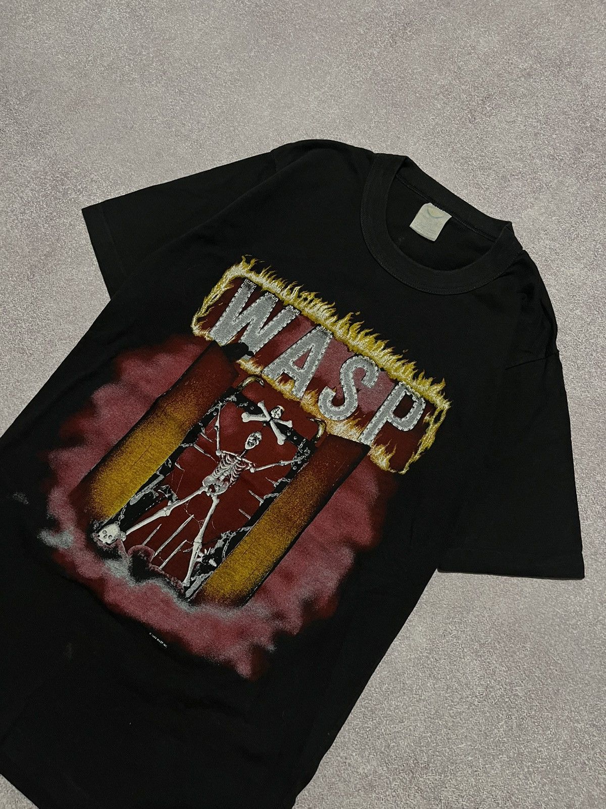 Band Tees × Vintage Vintage 80s Thrashed 1984 WASP Metal Rock Band T-Shirt Black Size US M / EU 48-50 / 2 - 2 Thumbnail