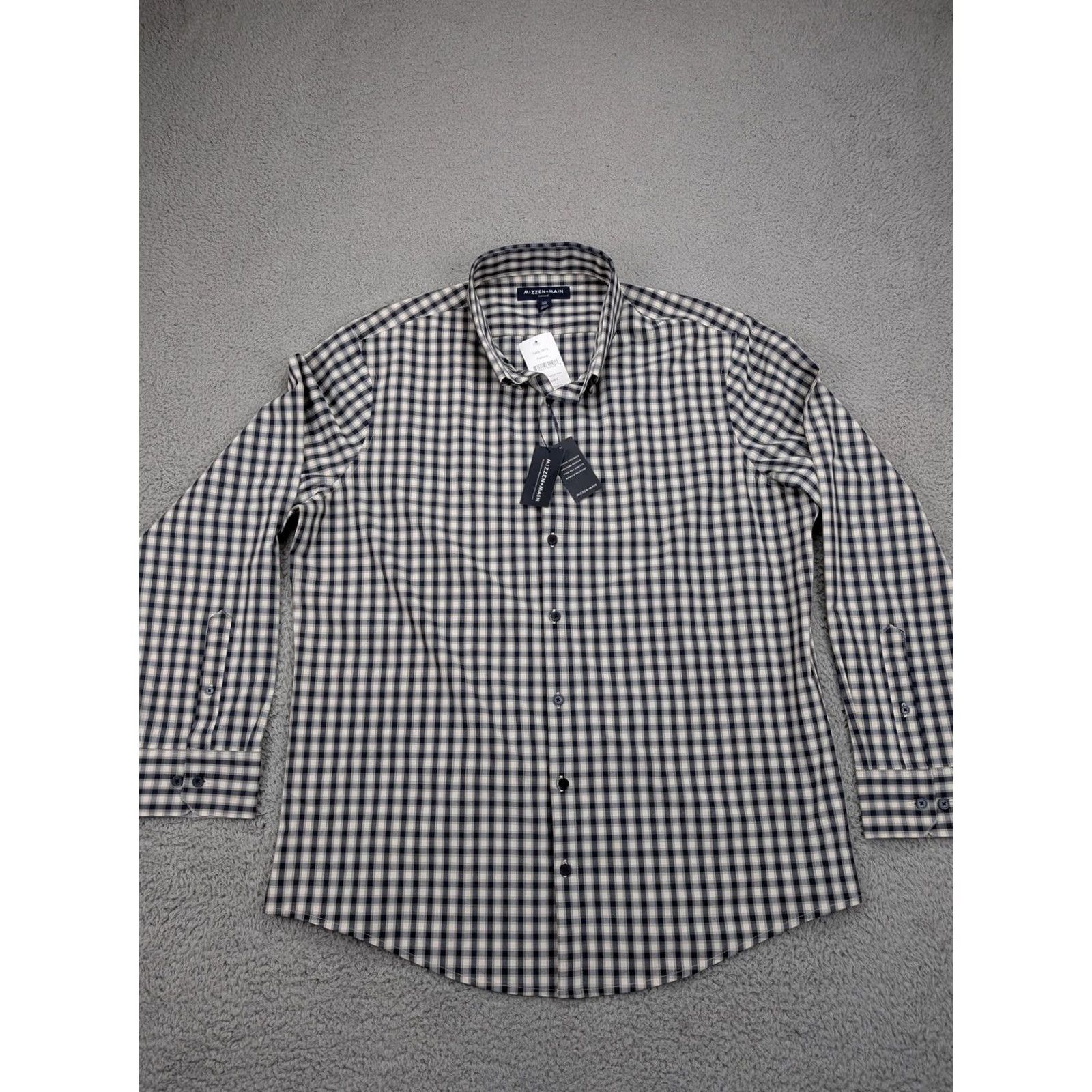Mizzen+Main Mizzen+Main Leeward Shirt Mens 2XL Trim Fit Blue Plaid Dress Shirt Size 48R - 2 Thumbnail