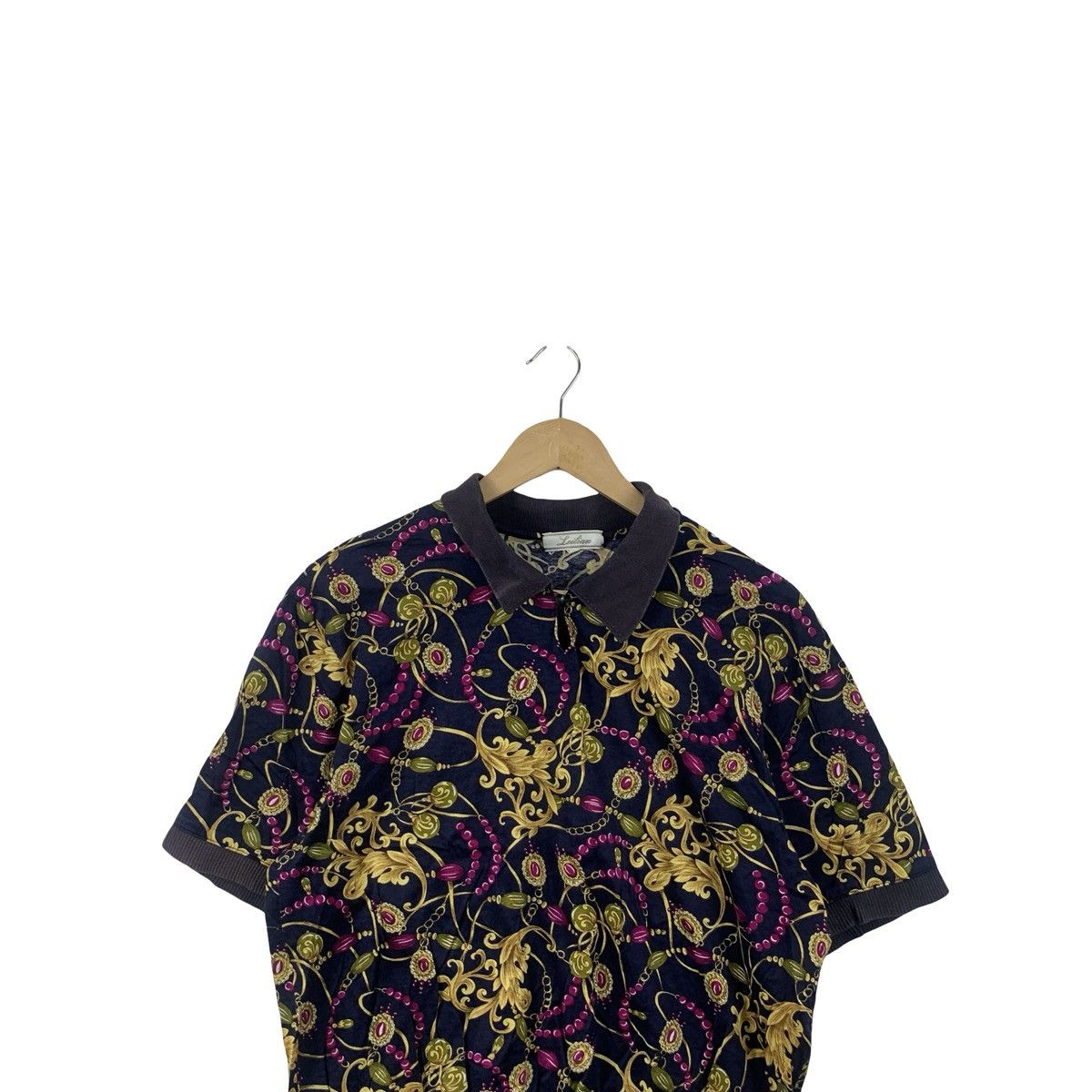 Vintage Vintage LEILIAN ORNATE FLORAL Print Knit Polo Shirt Size US M / EU 48-50 / 2 - 2 Thumbnail