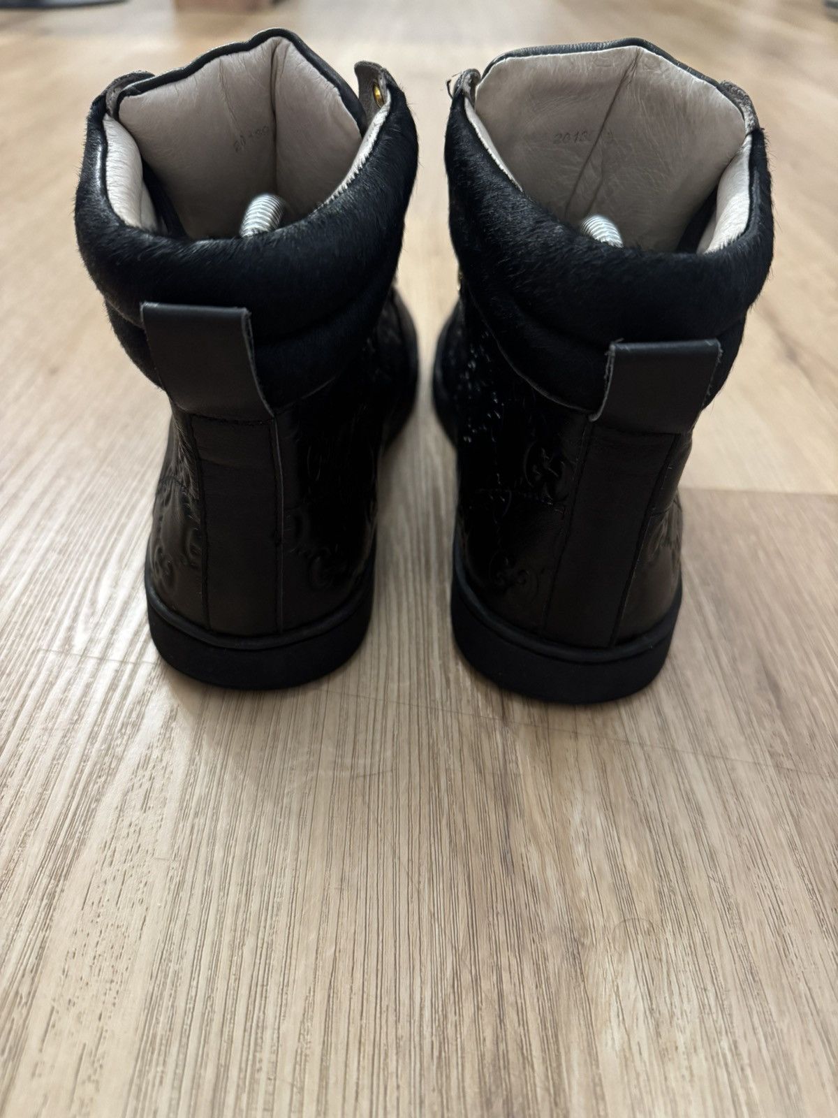 Gucci Gucci GG Monogram Black Leather High Top Sneakers 38 Size US 8 / IT 38 - 8 Thumbnail