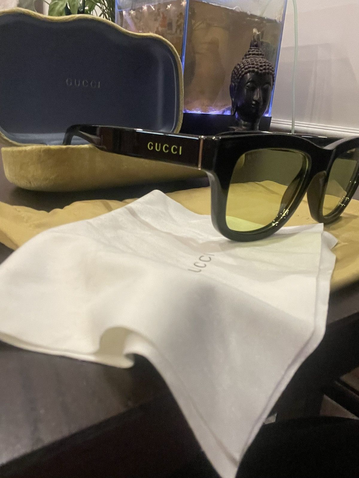 Gucci GUCCI GG1135S BLACK FRAME GREEN LENS SUNGLASSES W CASE Size ONE SIZE - 2 Thumbnail