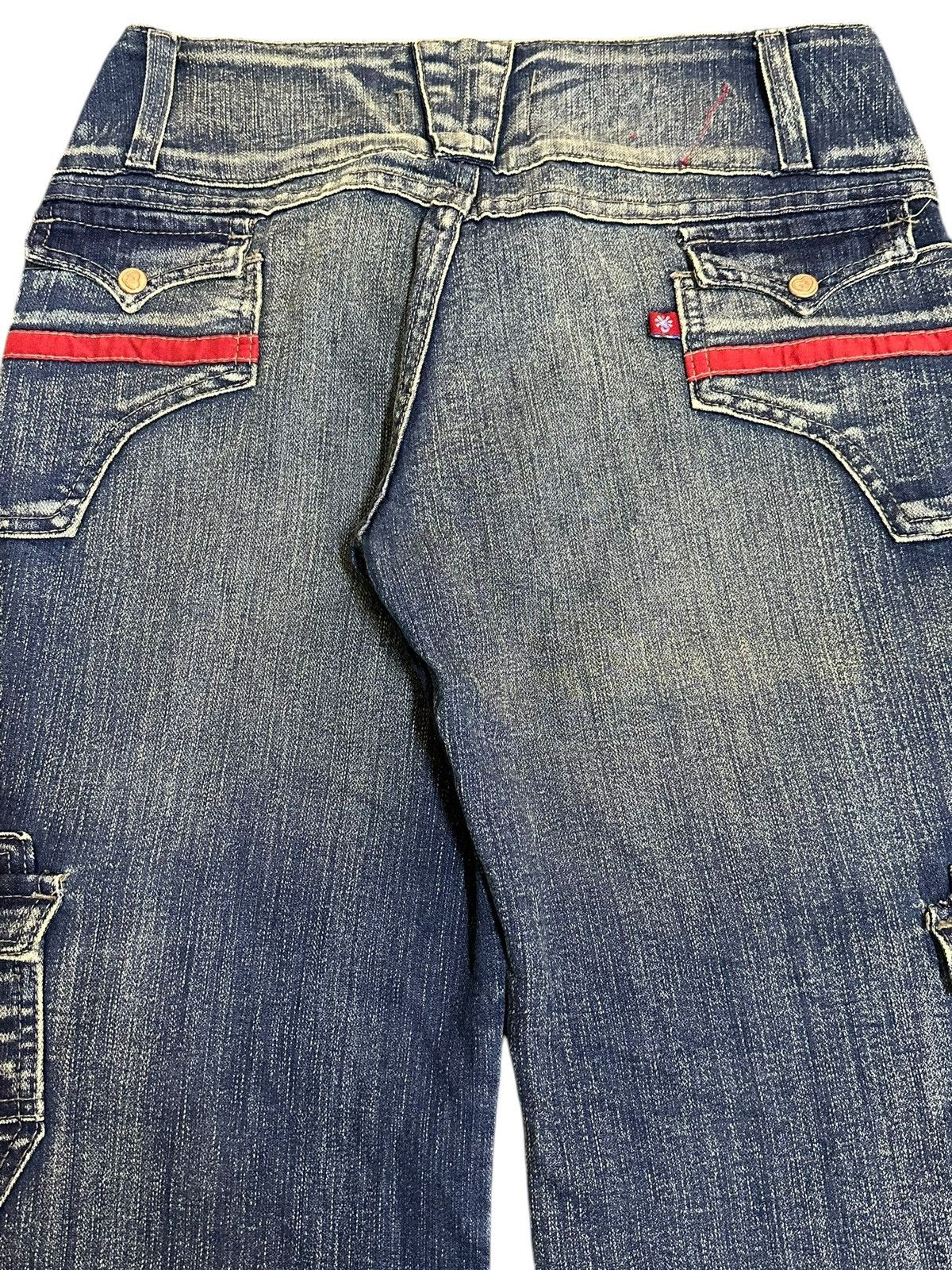 Hysteric Glamour Vintage Japanese Brand Blue Faded Wash Cargo Flare Jeans Size 29" - 6 Thumbnail