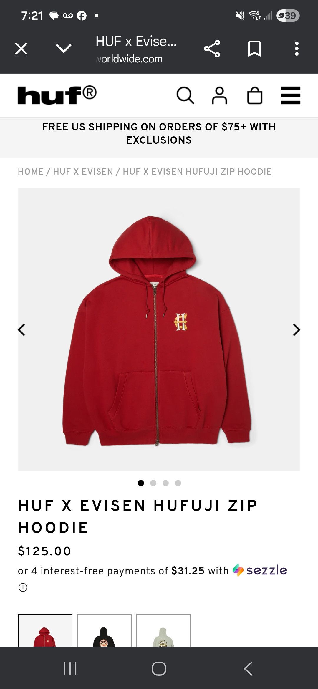 Huf HUF X EVISEN HUFUJI ZIP HOODIE Size US M / EU 48-50 / 2 - 11 Thumbnail